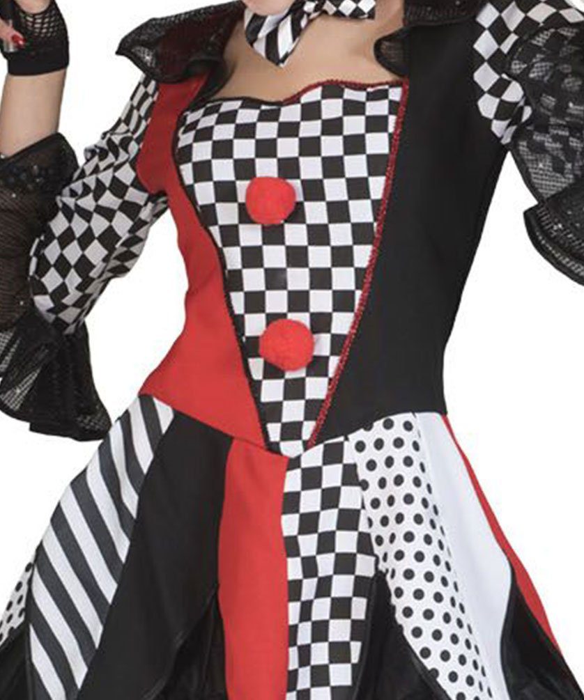 Karneval-Klamotten Clown-Kostüm Horror Damen grusel Harlekin Halloweenkostüm Narr, Damenkostüm Halloween Horror Clownstunika Pierrot Kleid