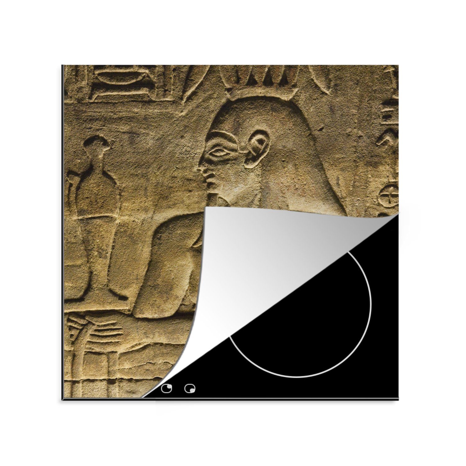 MuchoWow Herdblende-/Abdeckplatte Kunstwerke aus dem Tempel des Horus, Vinyl, (1 tlg), 78x78 cm, Ceranfeldabdeckung, Arbeitsplatte für küche
