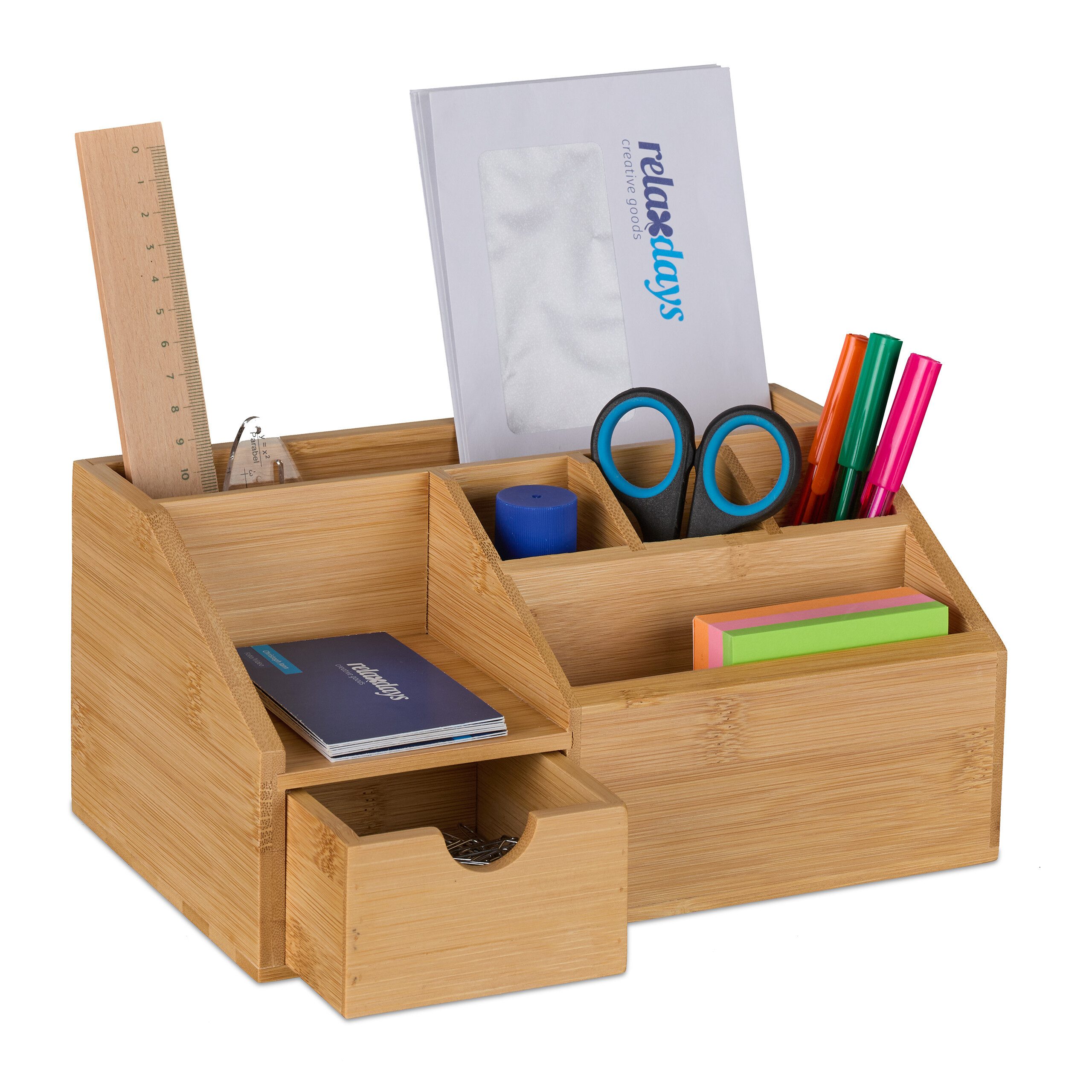relaxdays Organizer Schreibtisch Organizer mit Schublade