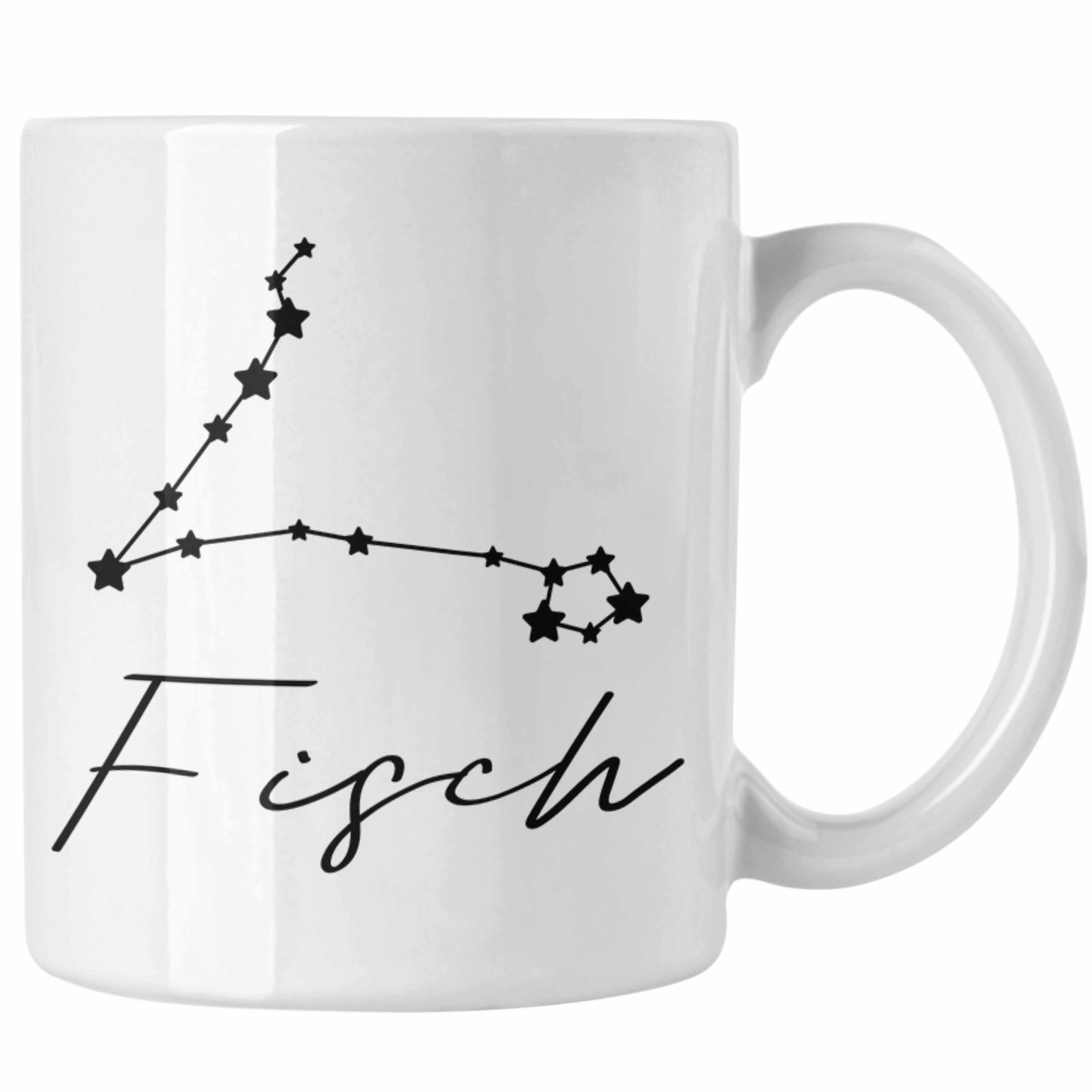 Trendation Tasse Trendation - Fisch Sternzeichen Tasse Geschenk Horoskop Tierkreiszeichen Weiss