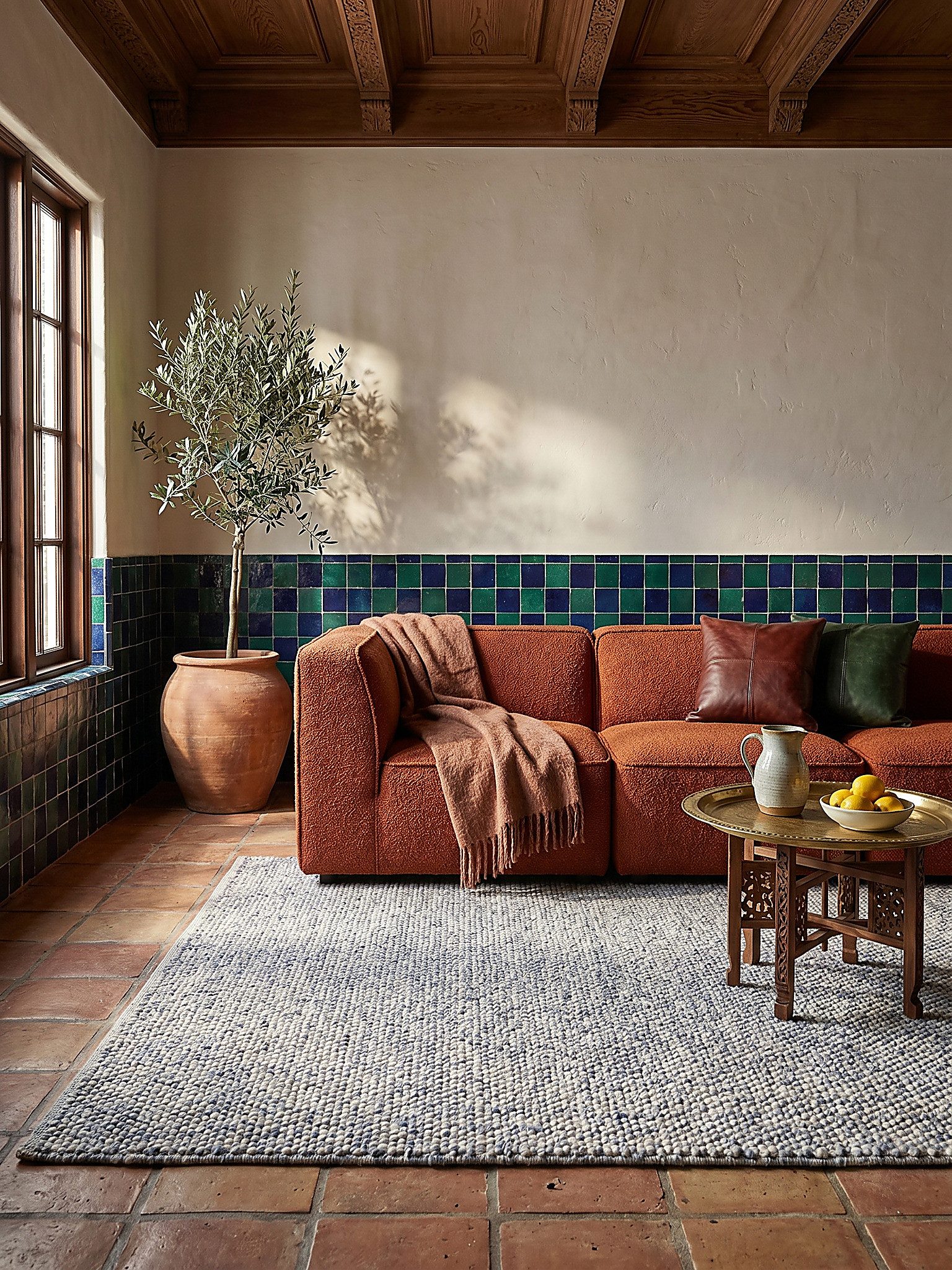 KADIMA DESIGN Wollteppich MEDWAY Designerteppich Naturfaser weich edel robust 80x150 Hellblau, Rechteckig, Höhe: 4 mm, 65% Wolle, Flachgewebe (ohne Flor), fußbodenheizungsgeeignet, modern