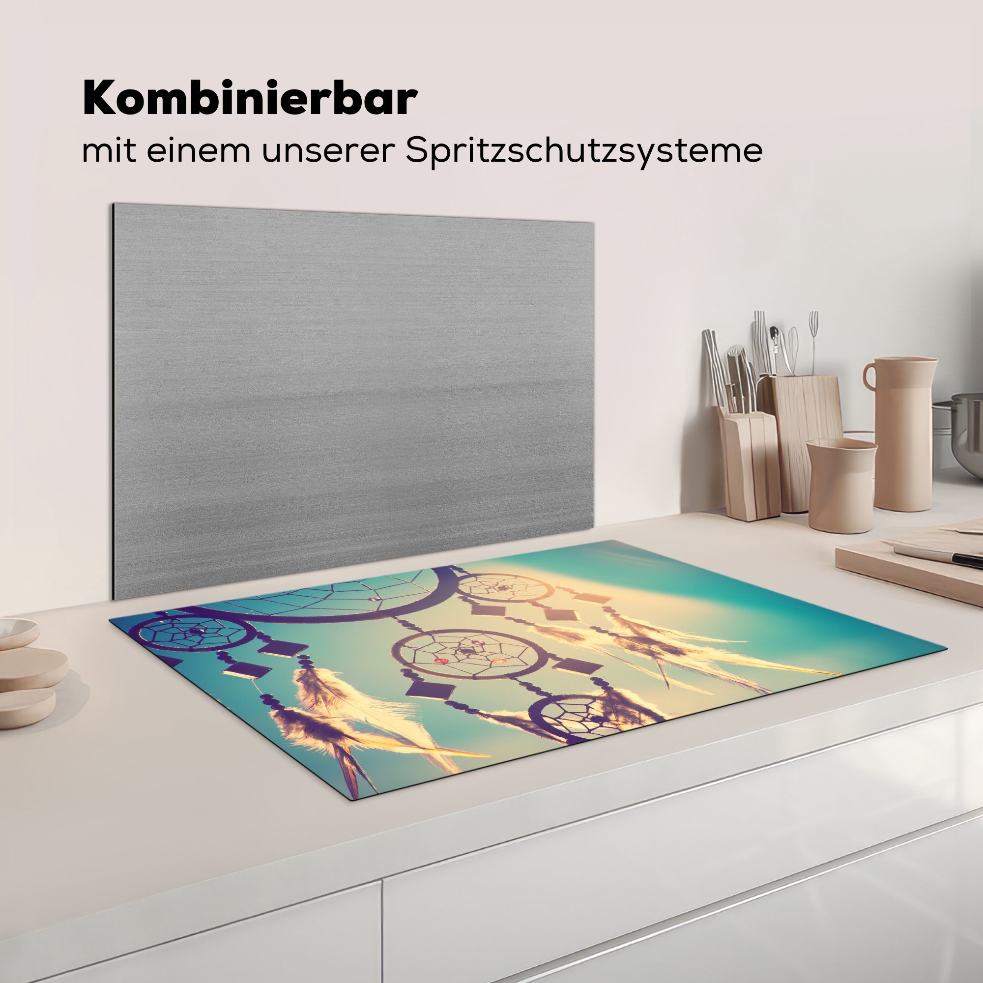 Schutz Sonnenschein, Ceranfeldabdeckung Induktionskochfeld Herdblende-/Abdeckplatte Vinyl, die 81x52 tlg), MuchoWow strahlenden im küche, für (1 cm, Traumfänger