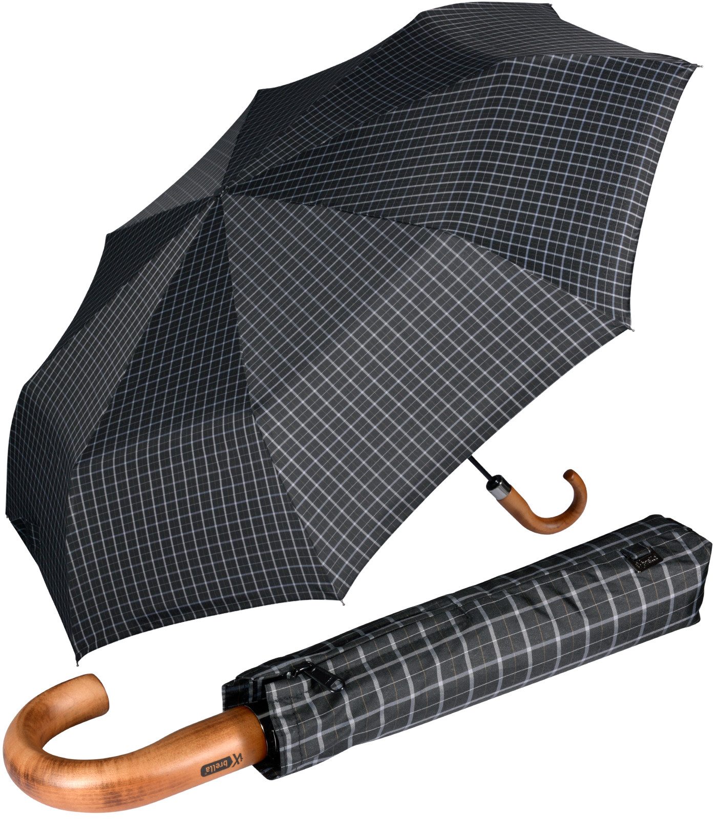 Taschenregenschirm Automatik XXL Herrenschirm 121cm - mit Holzgriff