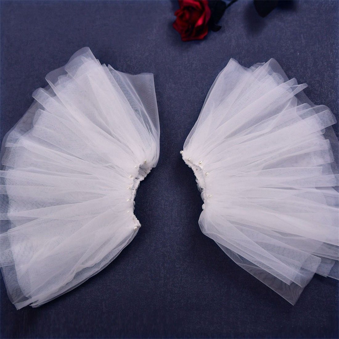 DÖRÖY Schleier Kleid Ärmeln, Accessoires mit weißes Brautkleid mehrlagiges Schal mit