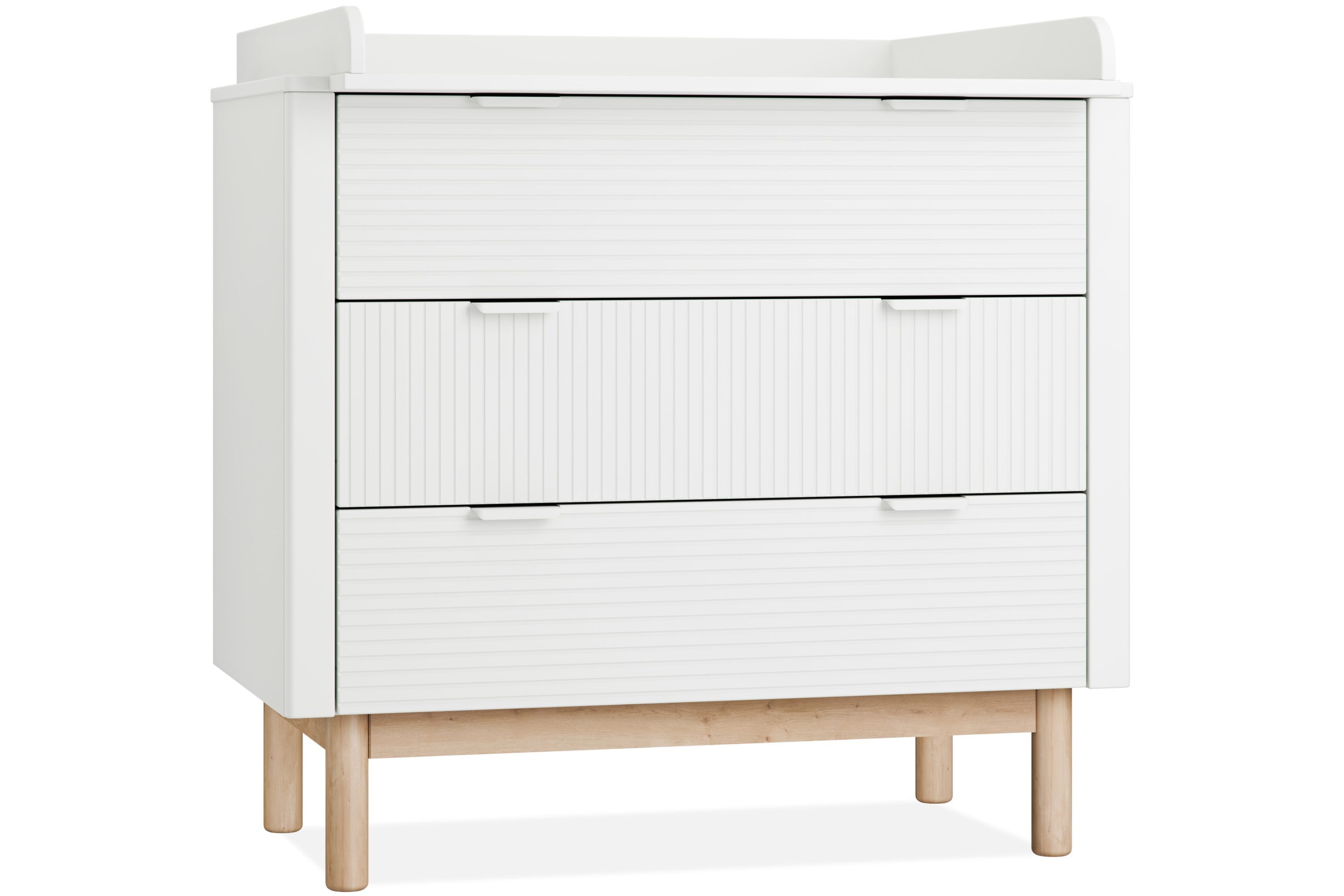 KONSIMO® Wickelkommode LOTTI Kommode mit Wickeltisch, hergestellt in der EU, geriffelte Front, mit Wickelaufsatz