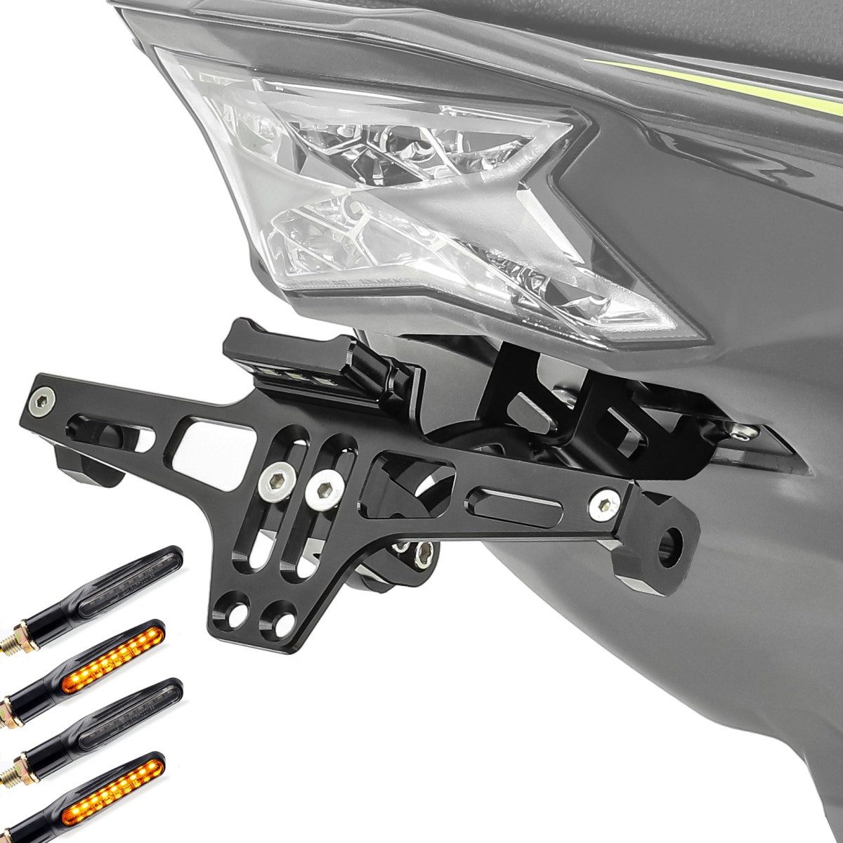 Zaddox Kennzeichenhalter Set Kennzeichenhalter + 4x LED Blinker mit E-Prüfzeichen # KB2