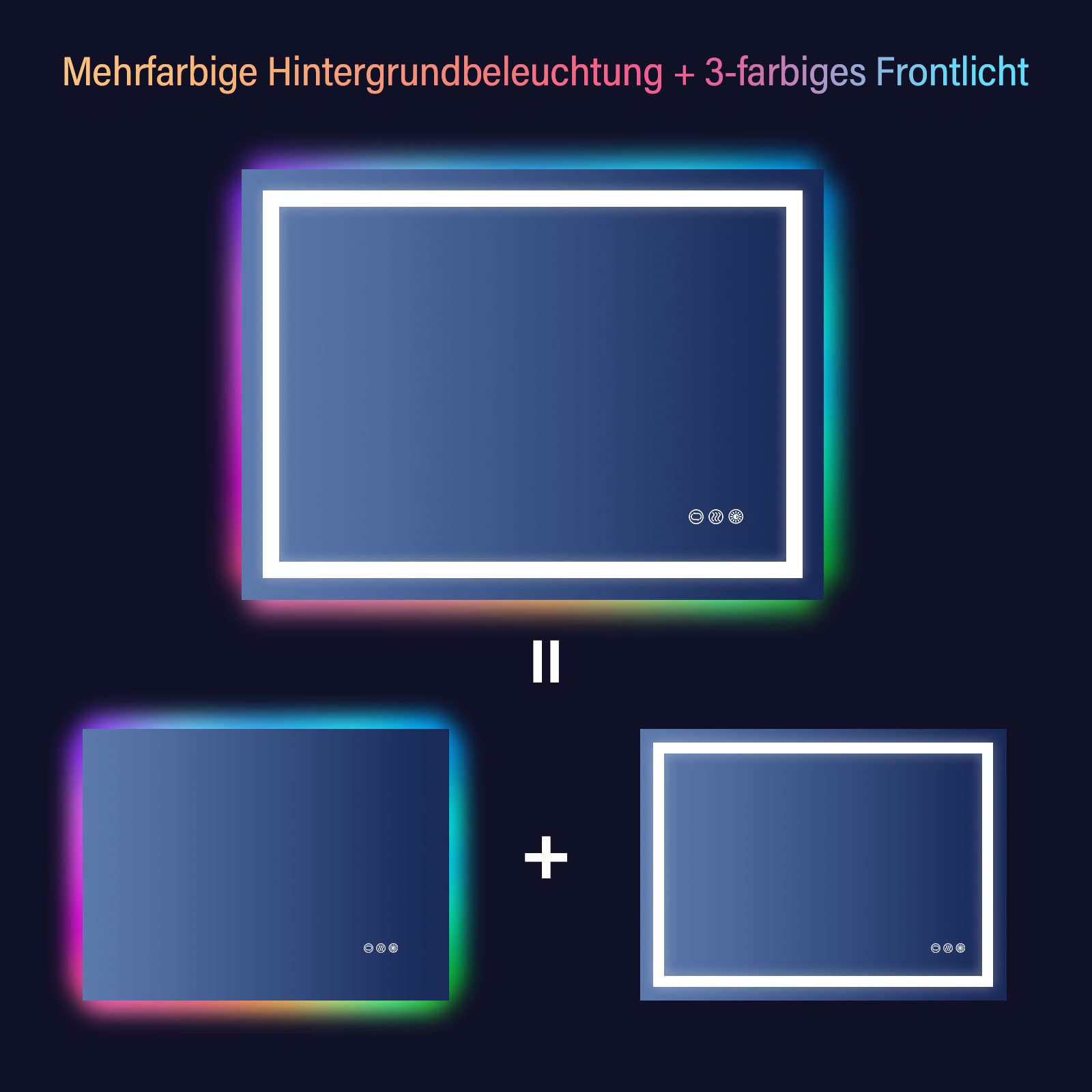 Dripex Badspiegel LED Badezimmerspiegel Rechteckig Wandspiegel, Beschlagfrei, LED Spiegel mit Touch-Schalter, Energiesparend – Bild 5 von 5
