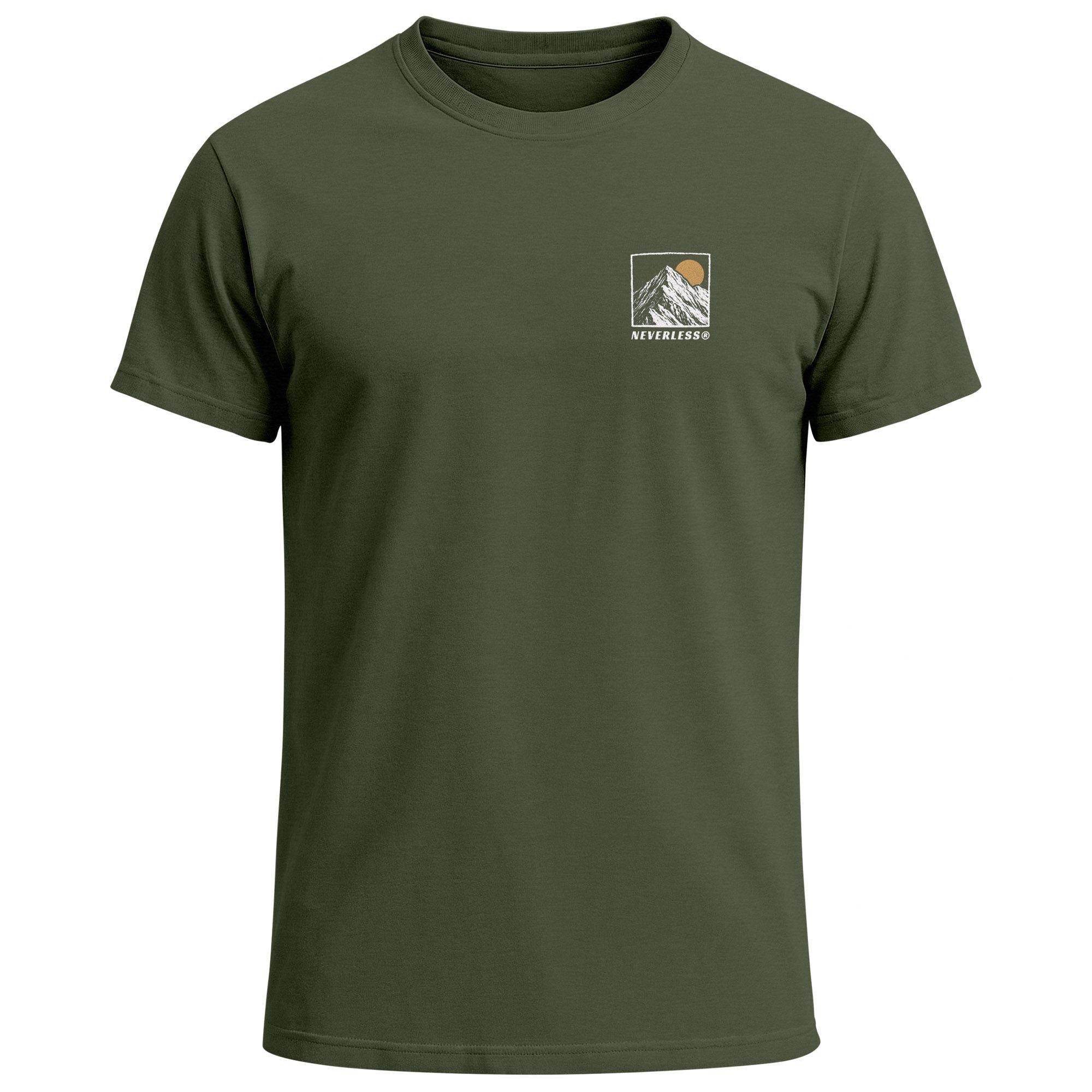 Neverless Print-Shirt Herren T-Shirt Backprint Mountain Adventure Grafik Ou günstig online kaufen