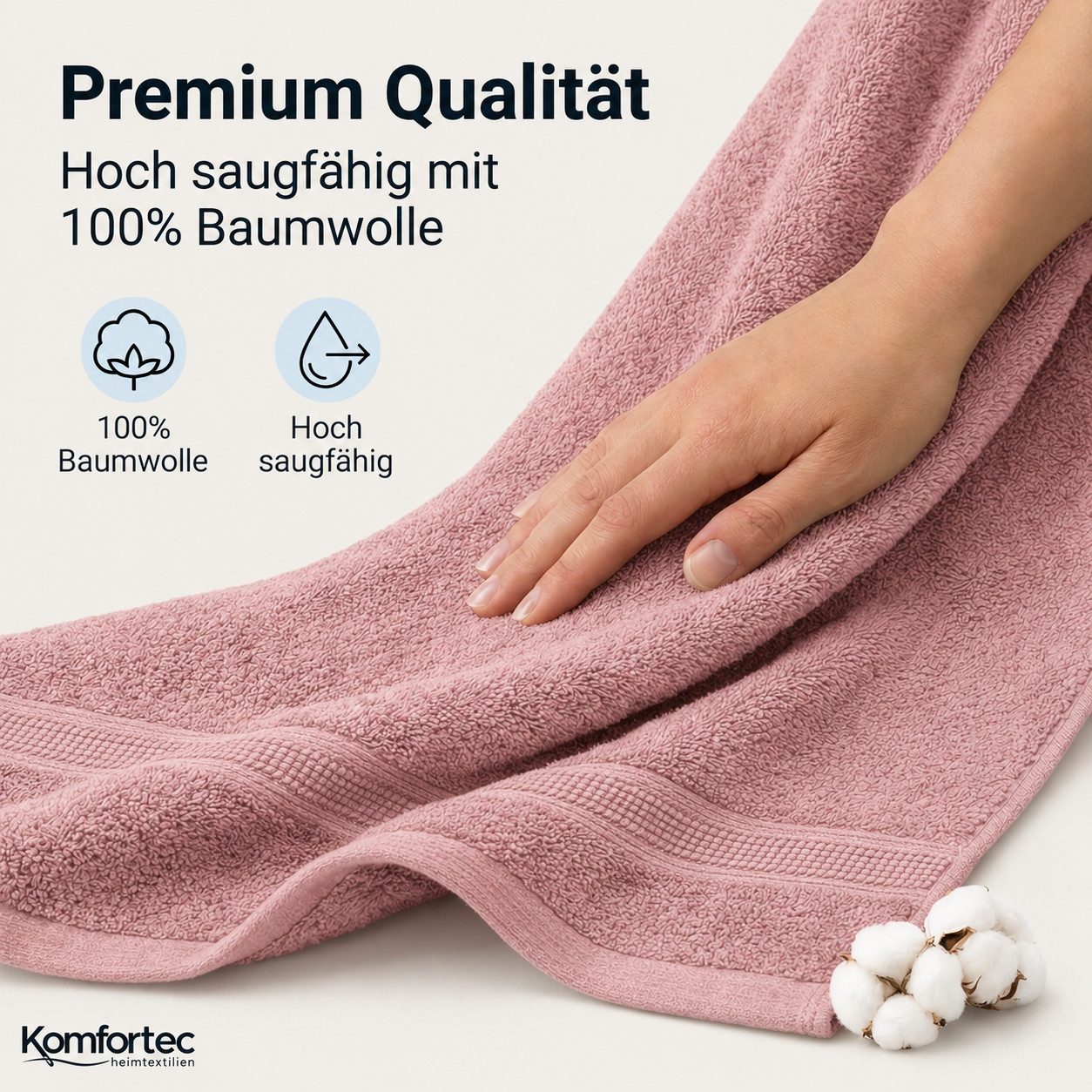 Komfortec Gästehandtücher Set aus 100% Baumwolle, (12-St)