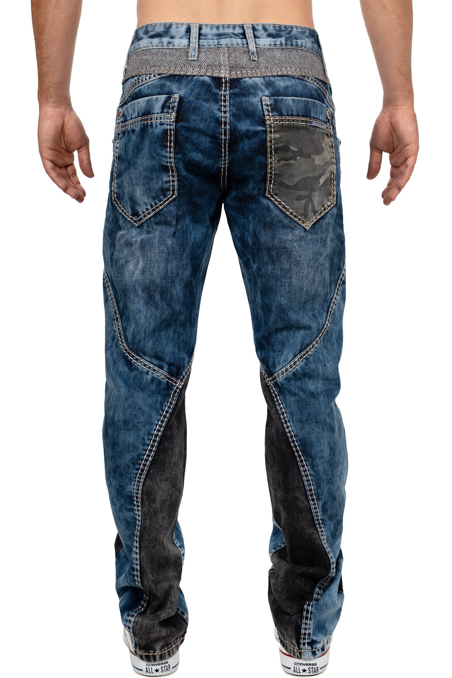 Cipo & Baxx Regular-fit-Jeans Herren Regular Fit Hose Stonewashed BA-CD894 günstig online kaufen