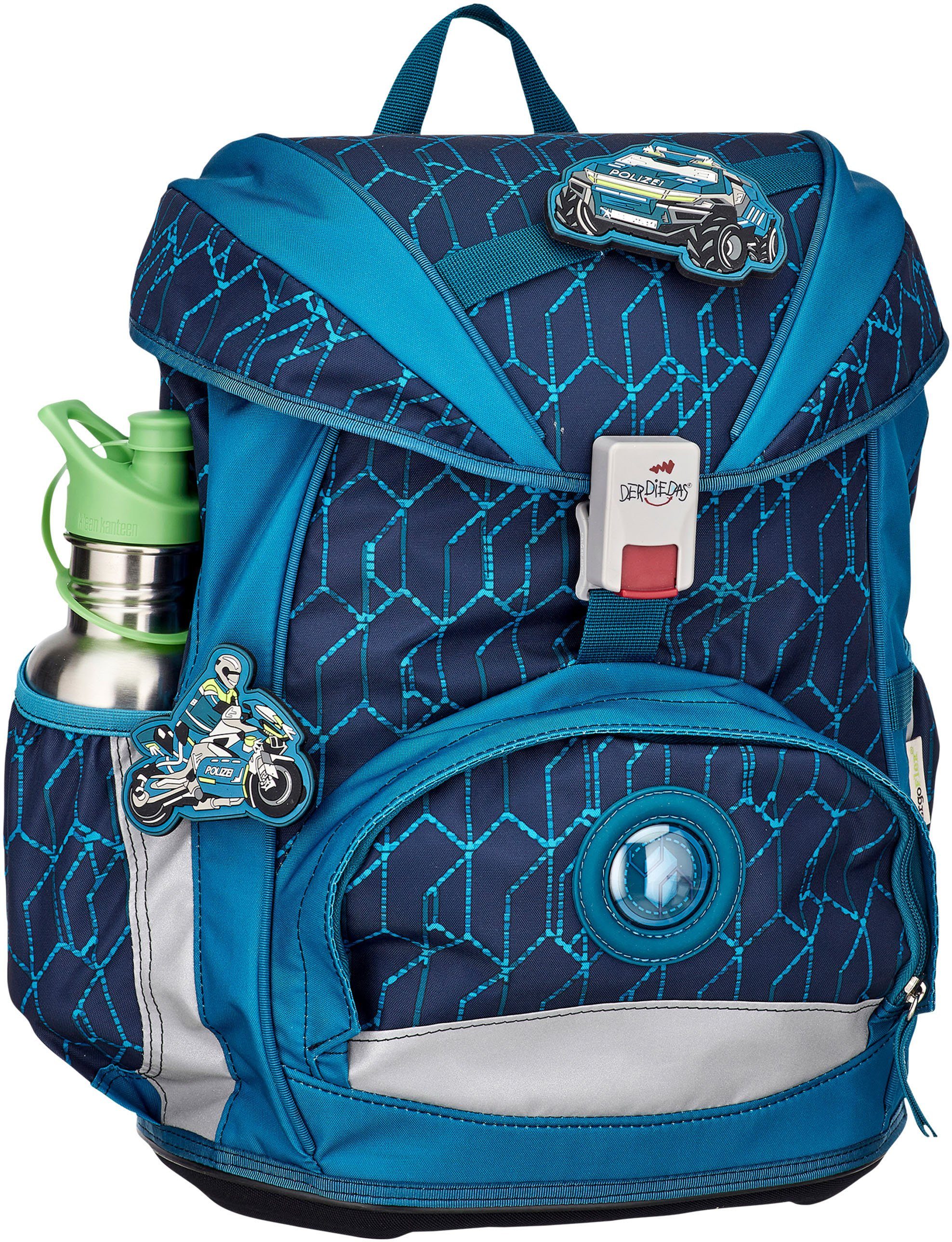 DerDieDas® Schulrucksack ErgoFlex, Blue Speed (Set, 5-tlg)