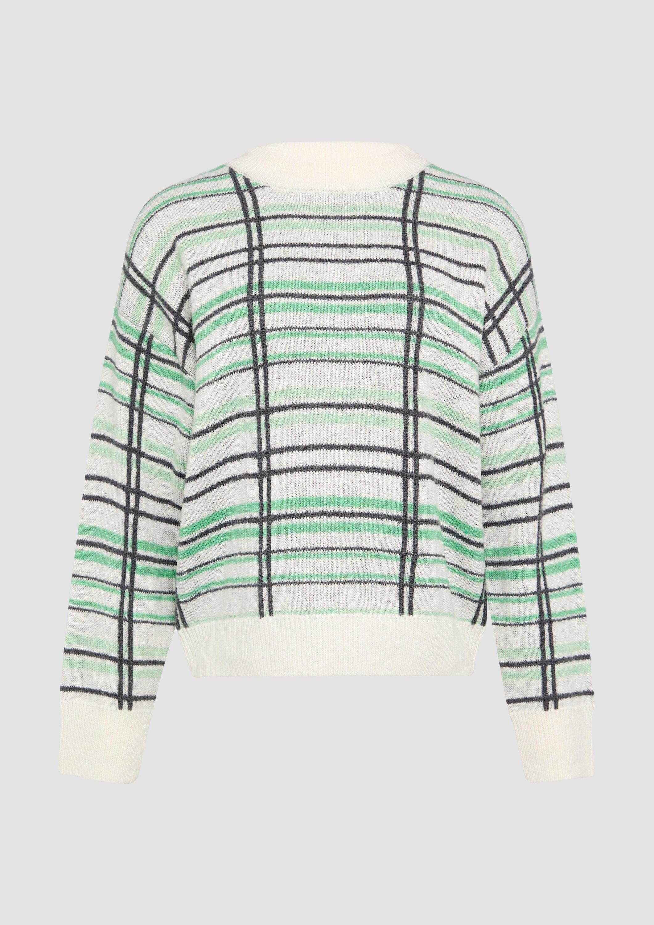 s.Oliver Longpullover Strickpullover Strickpullover aus Wollmix mit Karomuster