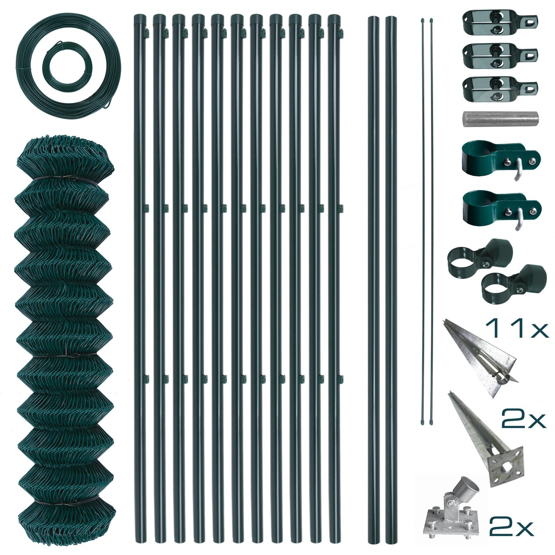 ESTEXO Gartenzaun Maschendrahtzaun Komplettset 1,5 x 25 m Zaunset Einschlaghülsen Zaun