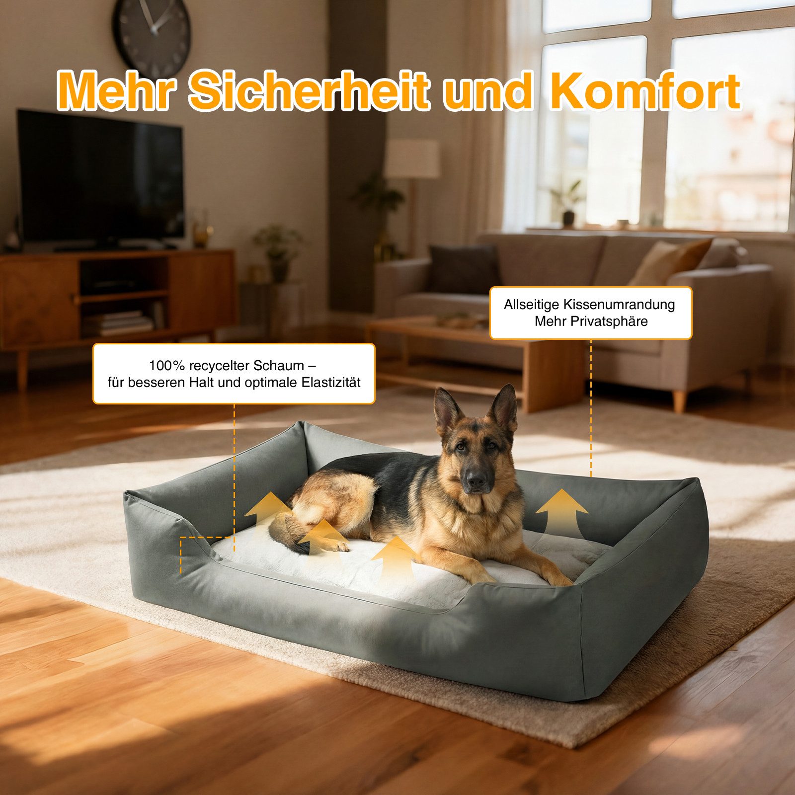 Zedelmaier Hundebett für Hunde & Katze, Hunde Hundesofa Hundekissen Hundematratze, Kratzfestes, Wasserdicht, Ergonomisch, Bequem, Waschbar – Bild 3 von 5