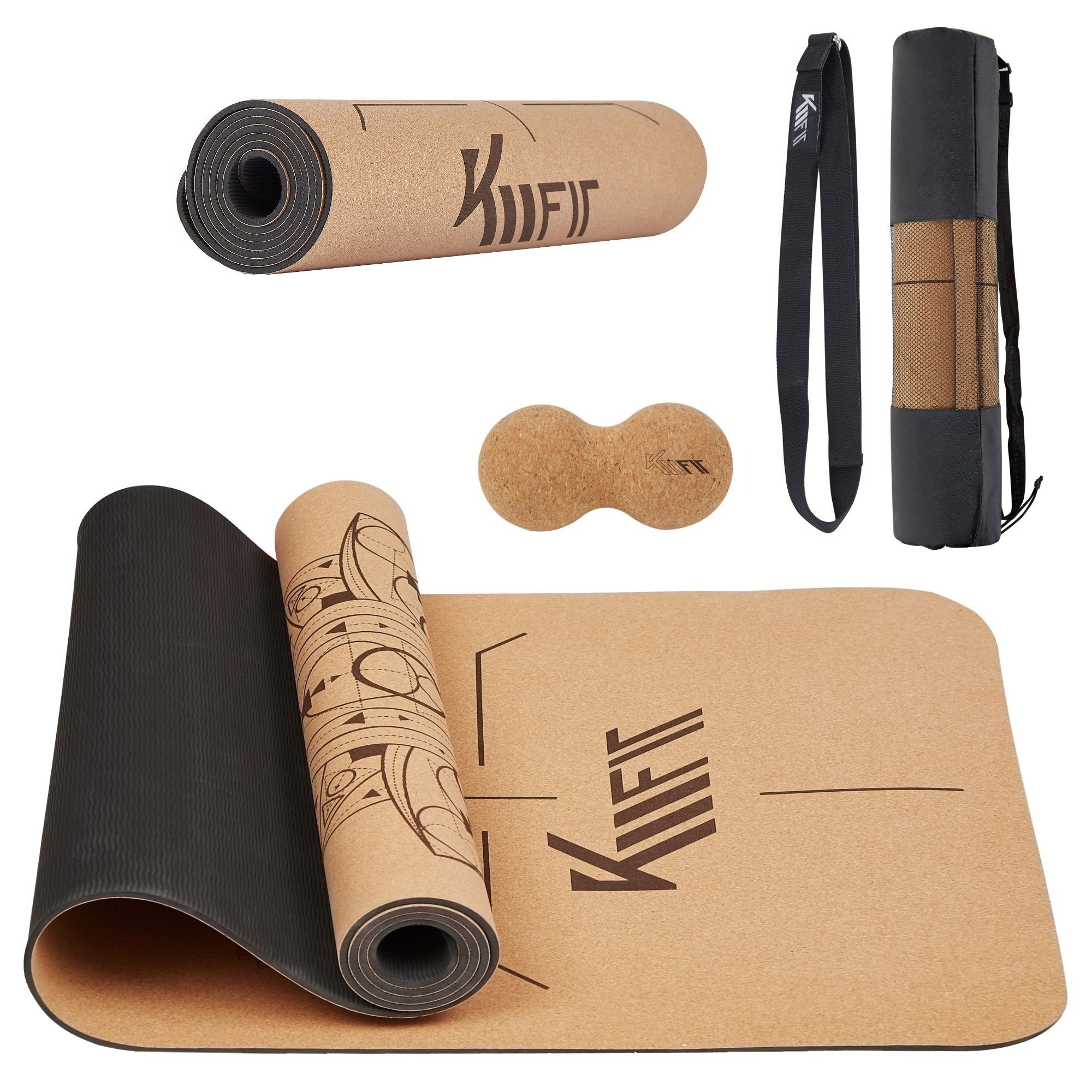 KM - Fit Yogamatte Gymnastikmatte Fitnessmatte Pilates Sportmatte Bodenmatte mit Tasche (Set)