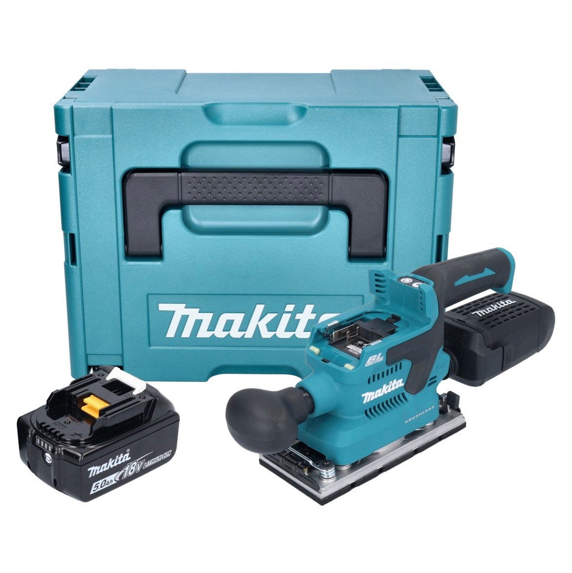 Makita Akku-Schwingschleifer DBO 382 T1J Akku Schwingschleifer 18 V 93 x 185 mm Brushless + 1x