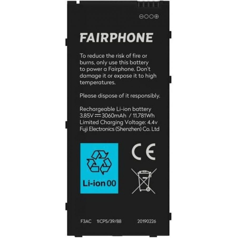 Fairphone 3 - Lithium-Ionen Original - - - Wiederaufladbar - Akku Handy-Akku schwarz