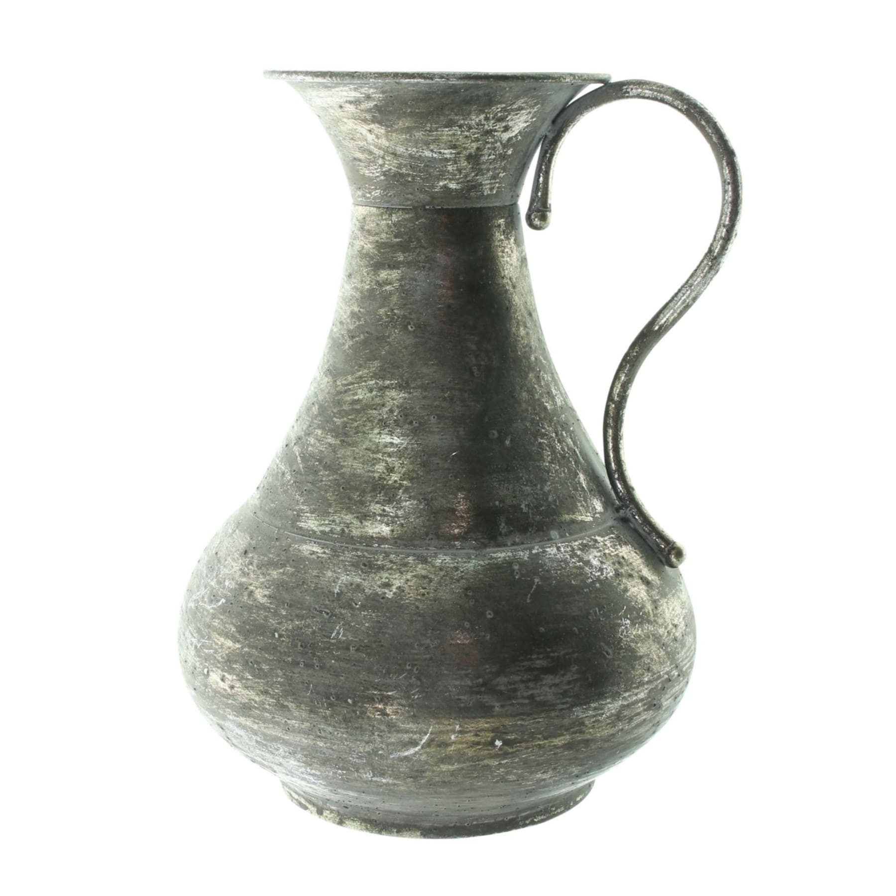 Dekoleidenschaft Dekovase "Metallic" Krug aus Metall, Antik Finish in Gold, Vase, Blumenvase, 27 cm hoch, Tischvase für Trockenblumen, Zweige & Äste