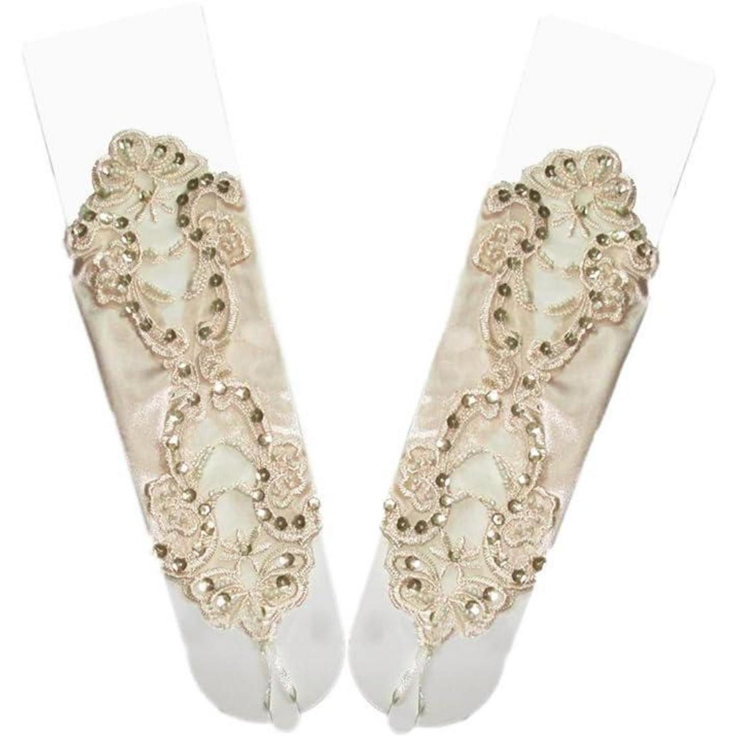 LuxusKollektion Abendhandschuhe Spitzenhandschuhe Damen Hochzeit Party (1-St)