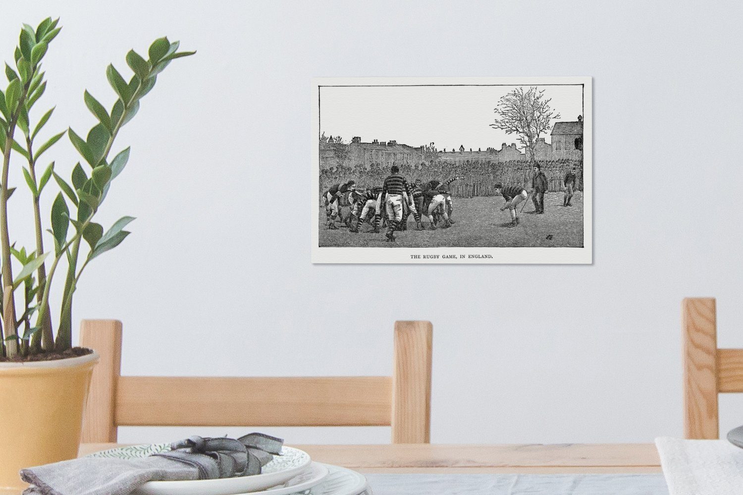 Wanddeko, Wandbild Eine cm Aufhängefertig, 30x20 St), Rugbyspiels, Leinwandbild (1 Leinwandbilder, eines Illustration OneMillionCanvasses®