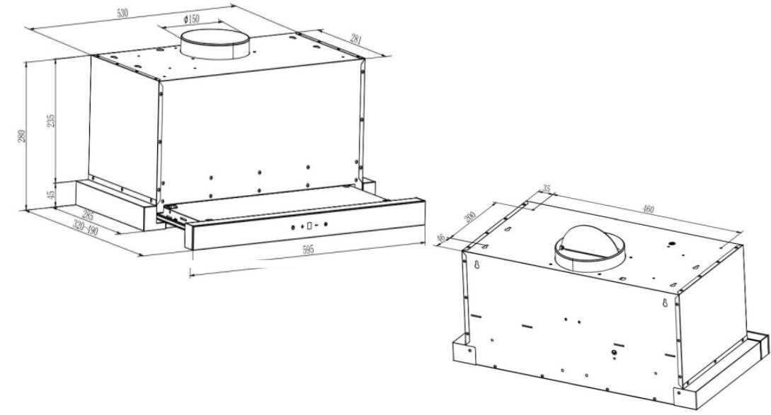 GURARI Flachschirmhaube CH 3003C, Einbau 1000m³/h Schwarz,Schwarz 60 in cm, Dunstabzugshaube Glas