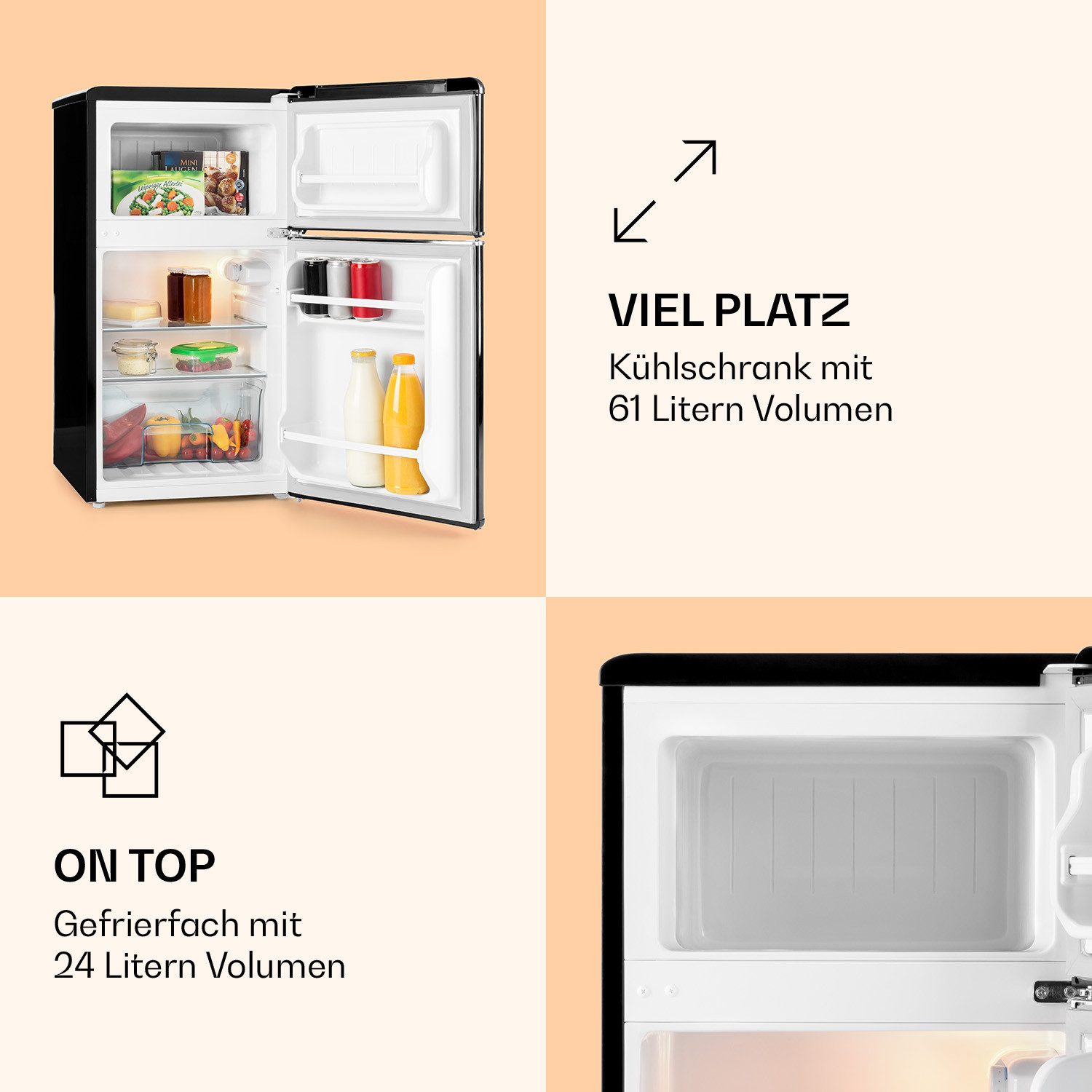 Klarstein Kühl-/Gefrierkombination CO2-Monroe-B 10029331, 86 cm hoch, 45 cm breit