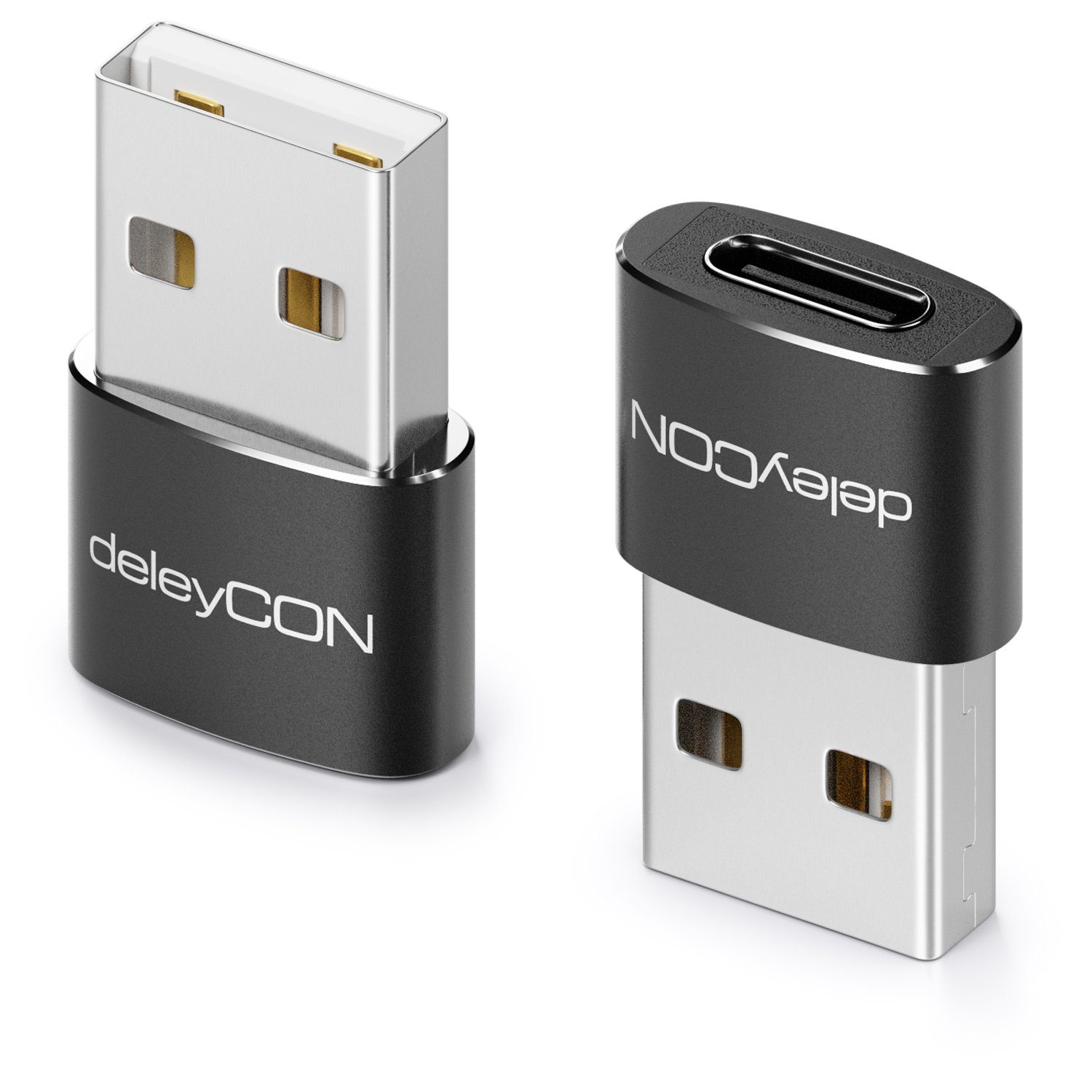 deleyCON deleyCON 2x USB2.0 Mini Adapter USB zu USB C-Buchse Notebook USB-Adapter