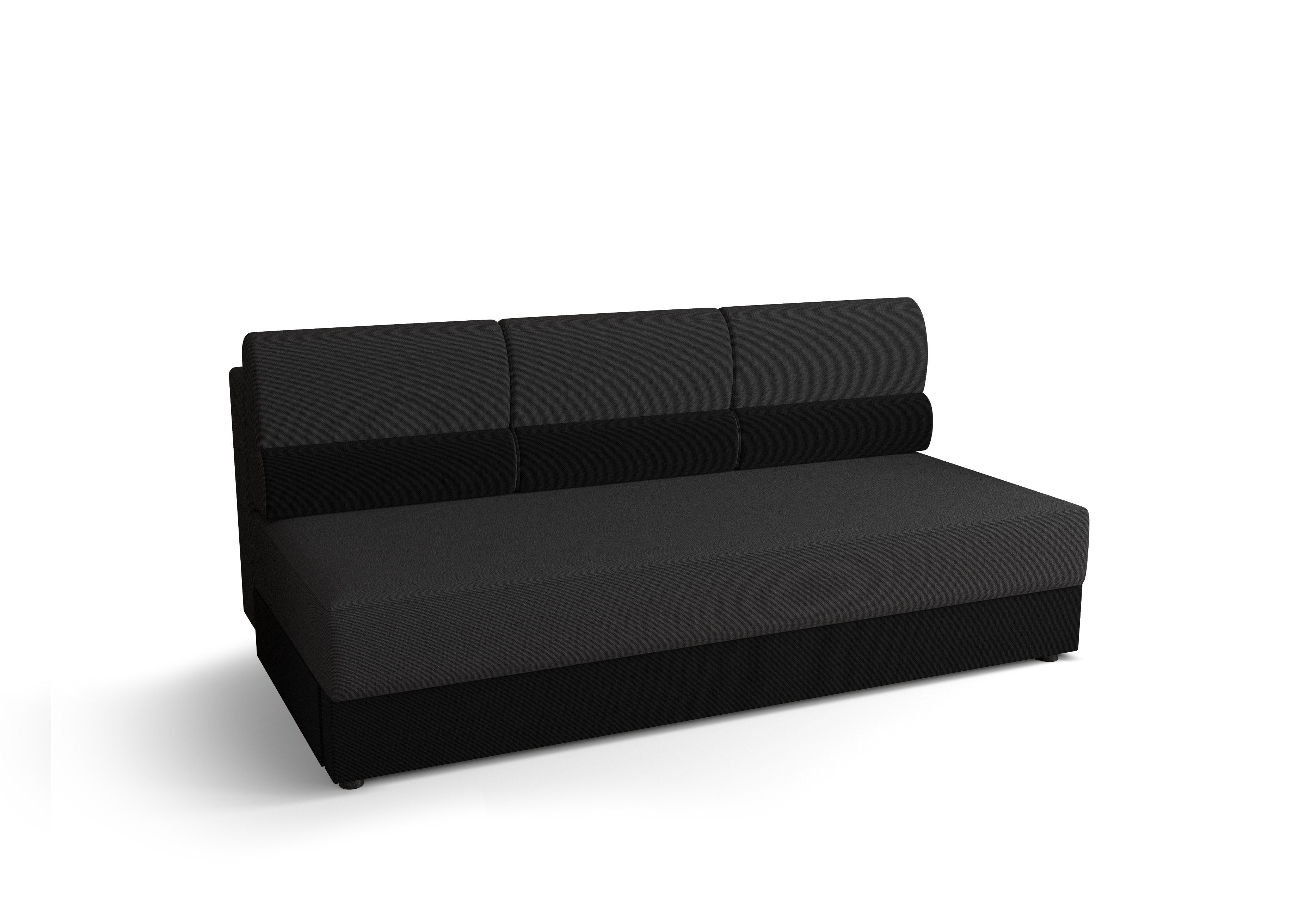 pressiode Sofa Schlafsofa, COUCH mit Schlaffunktion und Bettkasten 190cm REBI Grau+Schwarz