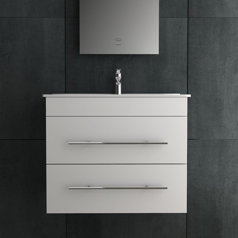 Alpenberger Waschbecken mit Unterschrank 60 cm Breit - Badschrank Badmöbel Set Weiß (Vormontiertes Komplett-Set - Waschplätze, 2-St., 60cm Breit Waschtisch mit  – Bild 3 von 5