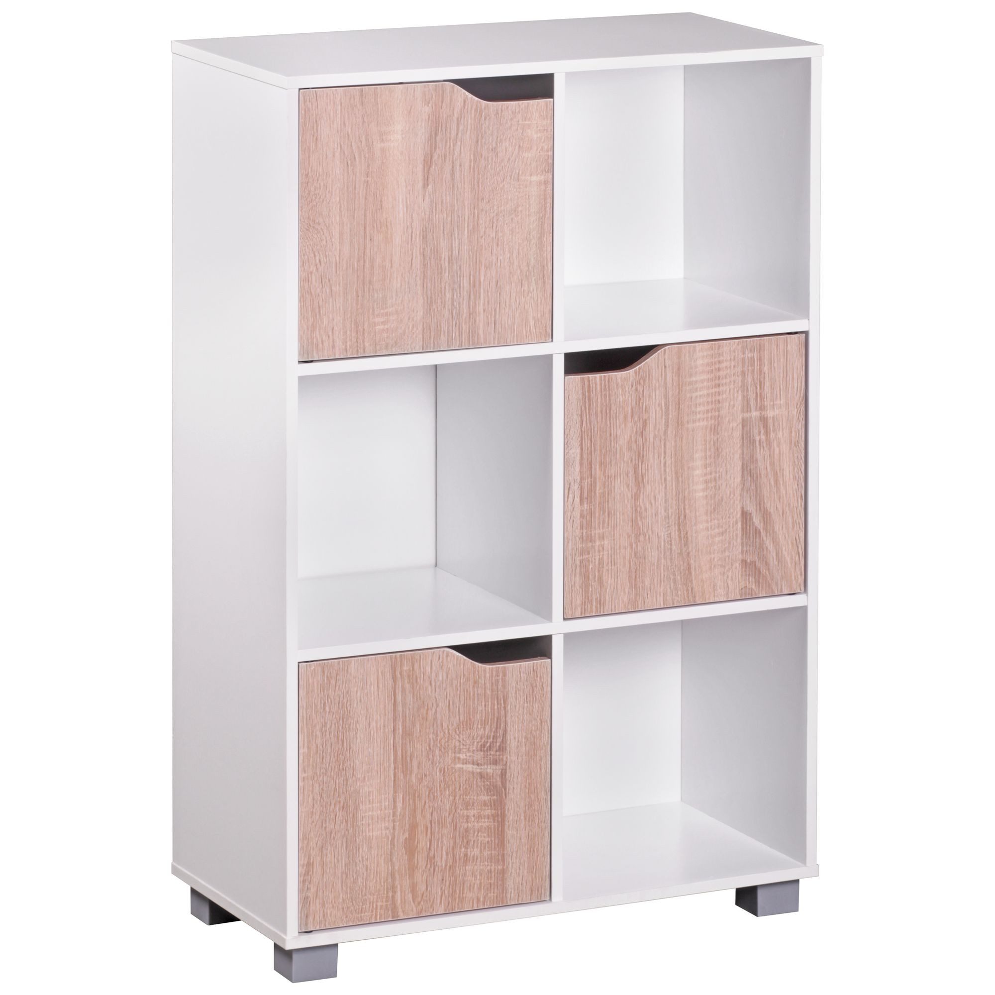 furnicato Bücherregal Design SAMO Modern Holz Weiß mit Türen Sonoma Eiche Sta, 1-tlg.. Reduzierter Preis € 95,95. Unverbindliche Preisempfehlung € 130,95