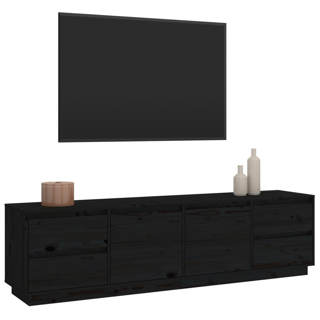 vidaXL TV-Schrank TV-Schrank 176x37x47,5 Massivholz cm (1-St) Schwarz Kiefer