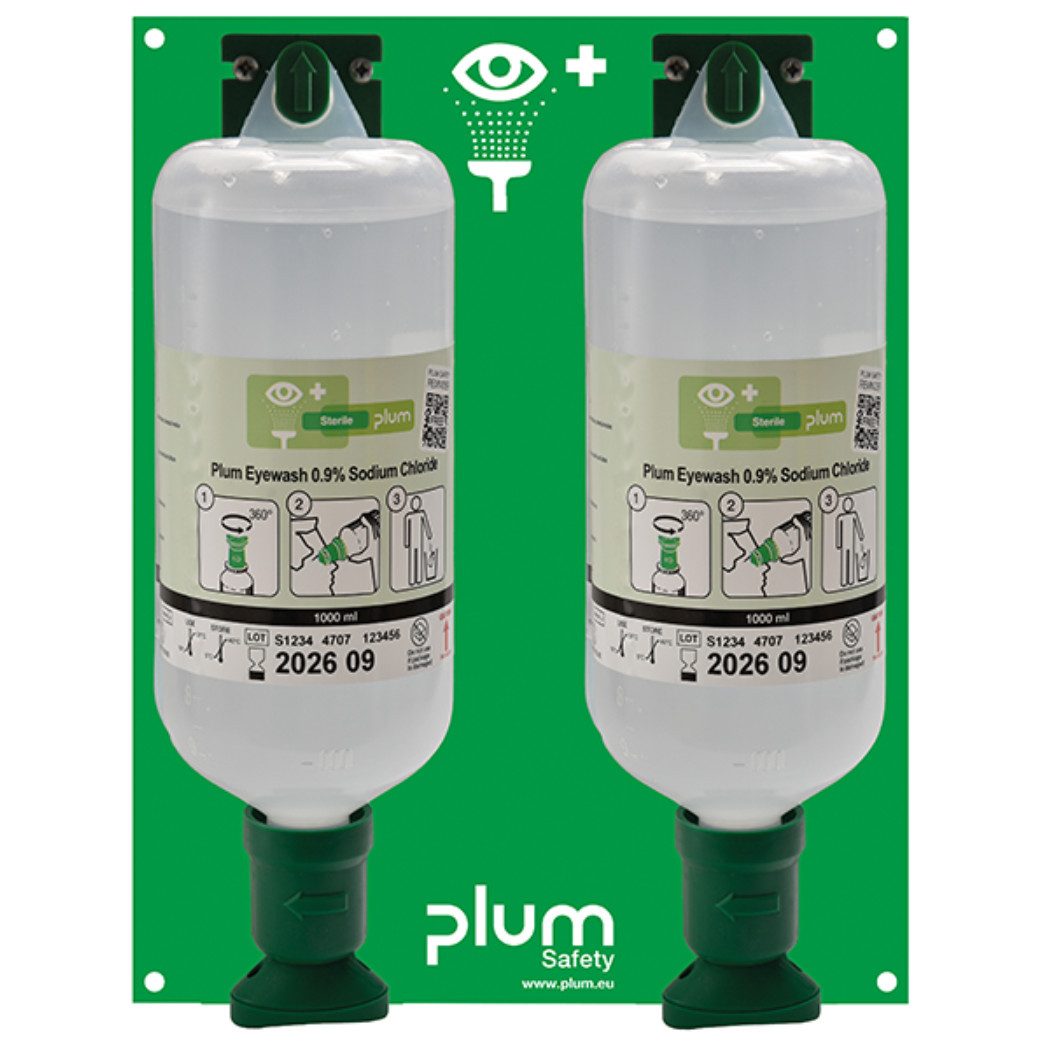 DocMed Erste-Hilfe-Set Plum Augenspülung Augenspülstation Maxi, (Erste Hilfe Augenspülung, 1 St), 2 x 1000 ml, Spülzeit von ca. 20 Minuten