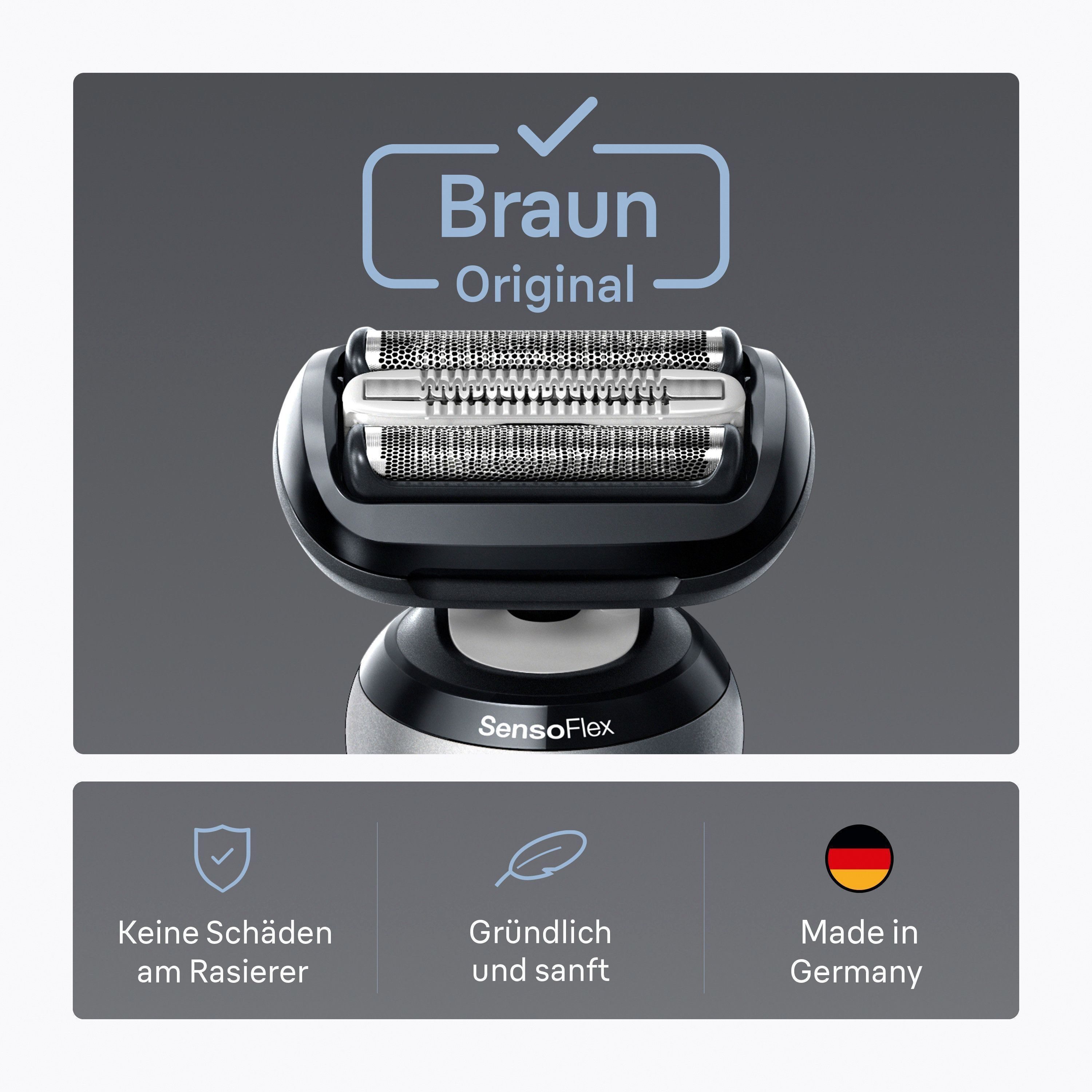 Braun Ersatzscherkopf Series 6 64B, Kompatibel mit Braun Series 6 Rasierern der Generation 60, 61 und 62