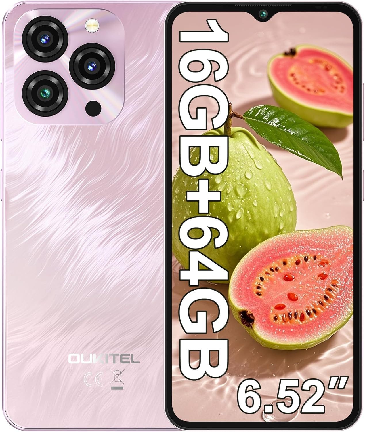 OUKITEL C3 Android 14 Handy Ohne Vertrag, 5000mAh, 6.52" HD Smartphone (16,56 cm/6.52 Zoll, 64 GB Speicherplatz, 13 MP Kamera, 4GB+64GB Speicher, 4G Dual SIM, 9,3mm dünn, GPS)