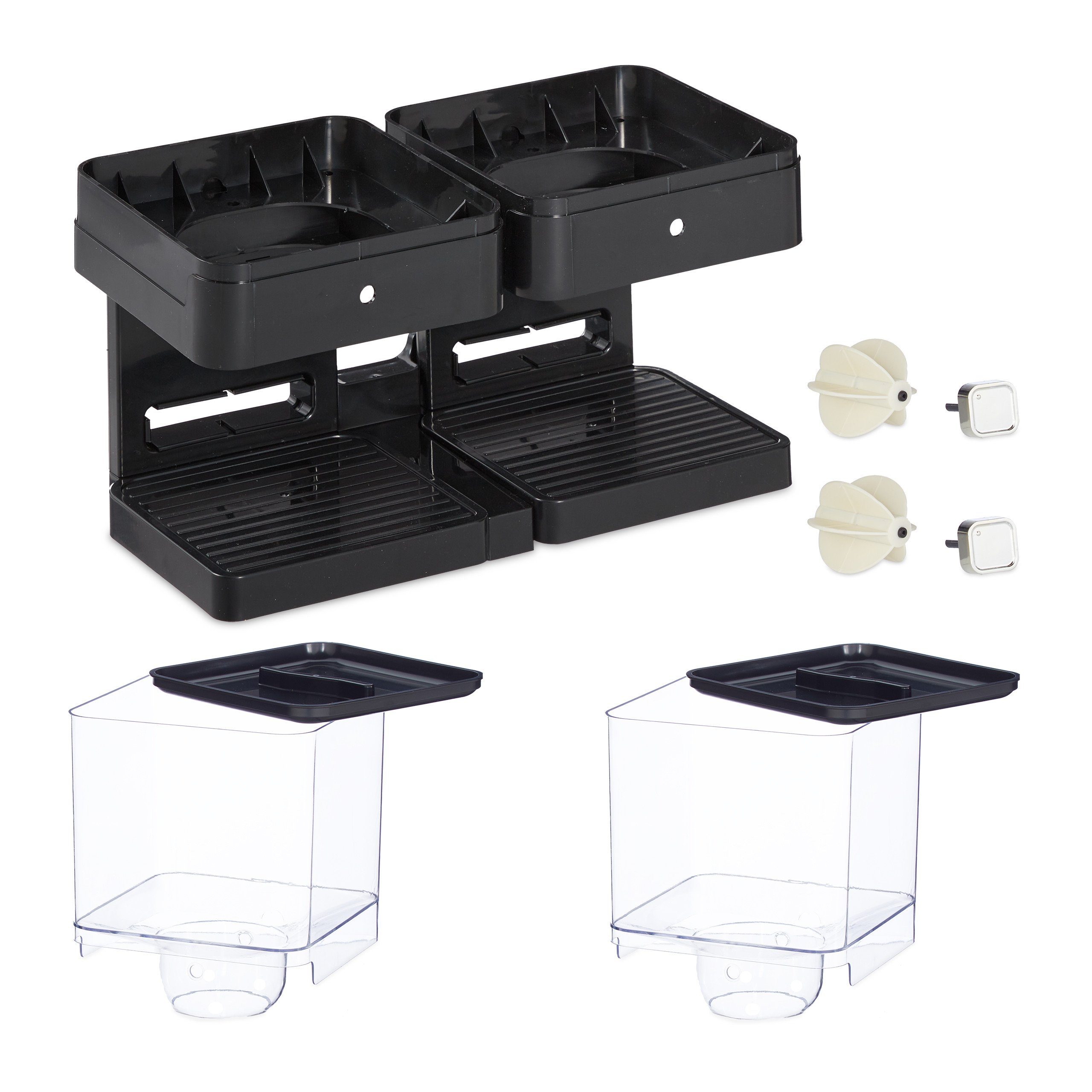 relaxdays Müslispender Doppelter Müslispender, Kunststoff, schwarz