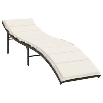 vidaXL Wellnessliege Sonnenliege mit Kissen Braun 55x199x50 cm Polyrattan Poolliege Gartenl