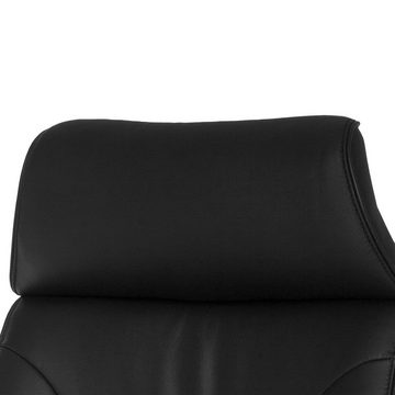 FINEBUY Chefsessel FB35866 (Echtleder schwarz bis 120 kg, Bürostuhl X-XL), Schreibtischstuhl mit Wippfunktion Drehstuhl
