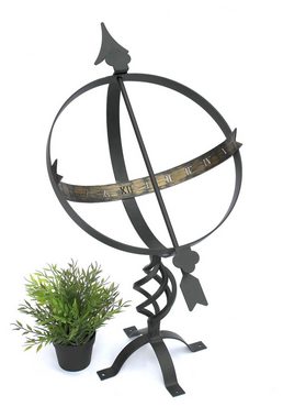 DanDiBo Gartenfigur Sonnenuhr Schwarz aus Metall Schmiedeeisen Wetterfest 70 cm Gartenuhr