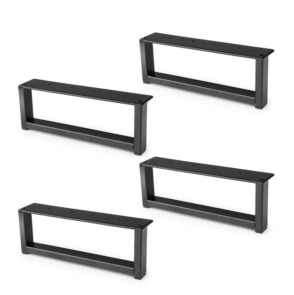 Prima-Online Möbelfuß Möbelbein Metall Rechteckig, 190x70 mm, Industriedesign, Schwarz, (Stück, 4-St)