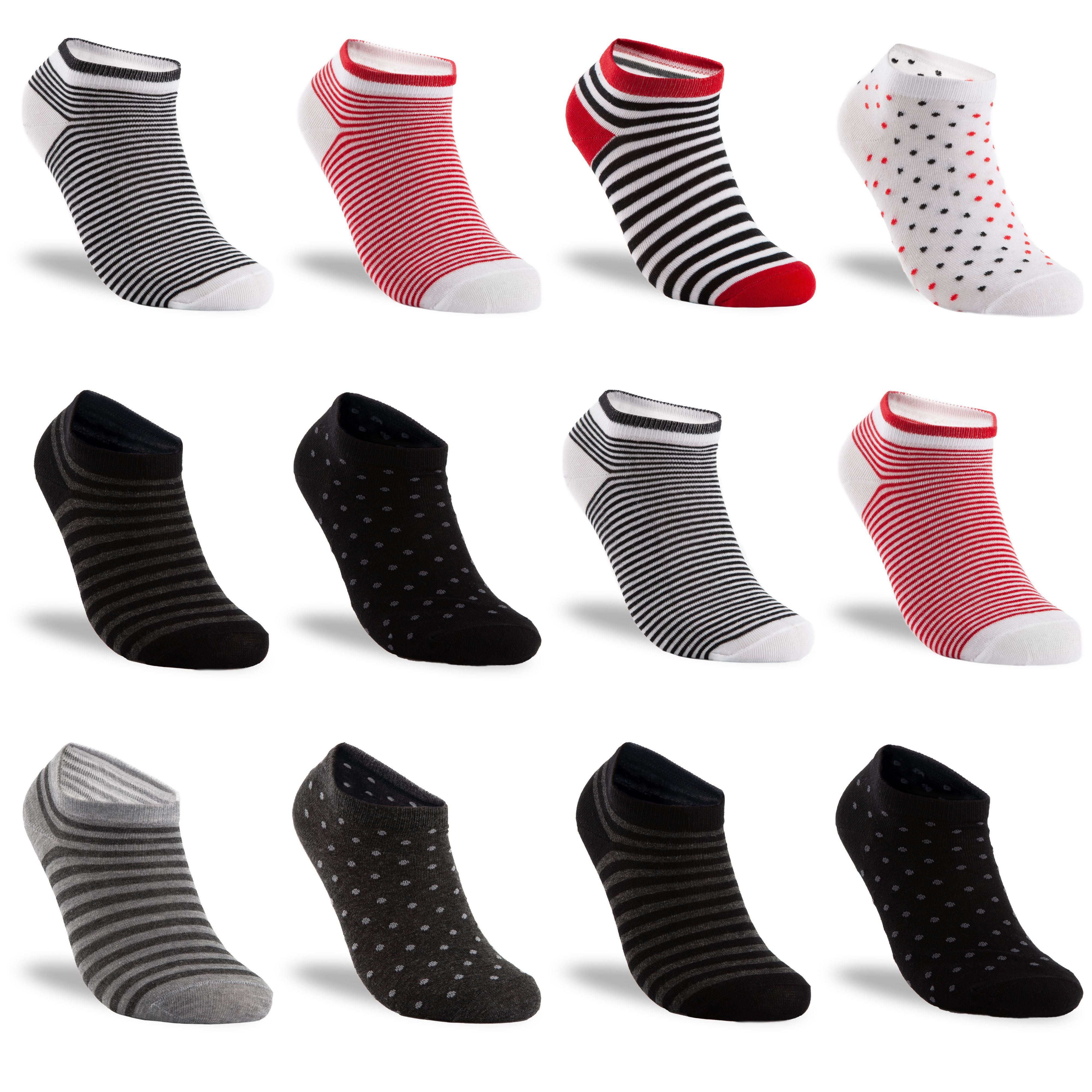 TEXEMP Sneakersocken 6, 12, 18 Paar Damen Sneaker Socken Kinder Baumwolle Freizeit Sport (Packung, 6-Paar) 90% Baumwolle Mix Model 1 & 2