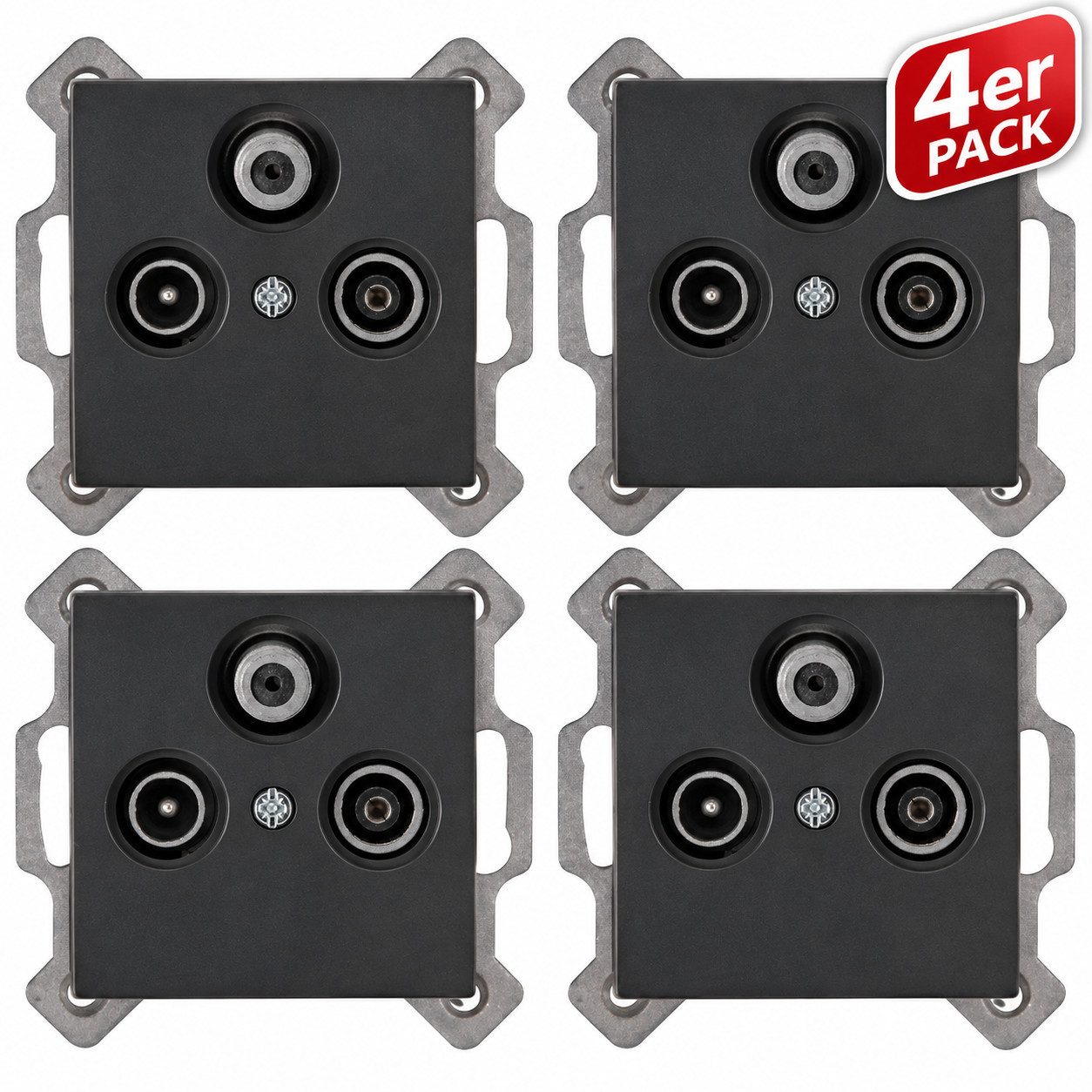 Kopp Antennensteckdose 4X Antennendose Unterputz Antennenanschluss ATHENIS 3-Fach TV RF SAT, Antennendose Antennenanschluss Antennenanschlussdose Antennenabdeckung