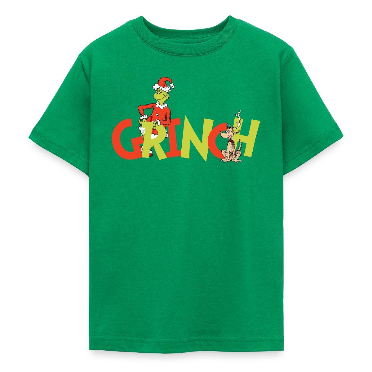 T-Shirt Der Grinch Schriftzug Mit Grinch & Hund Max Teenager T-Shirt