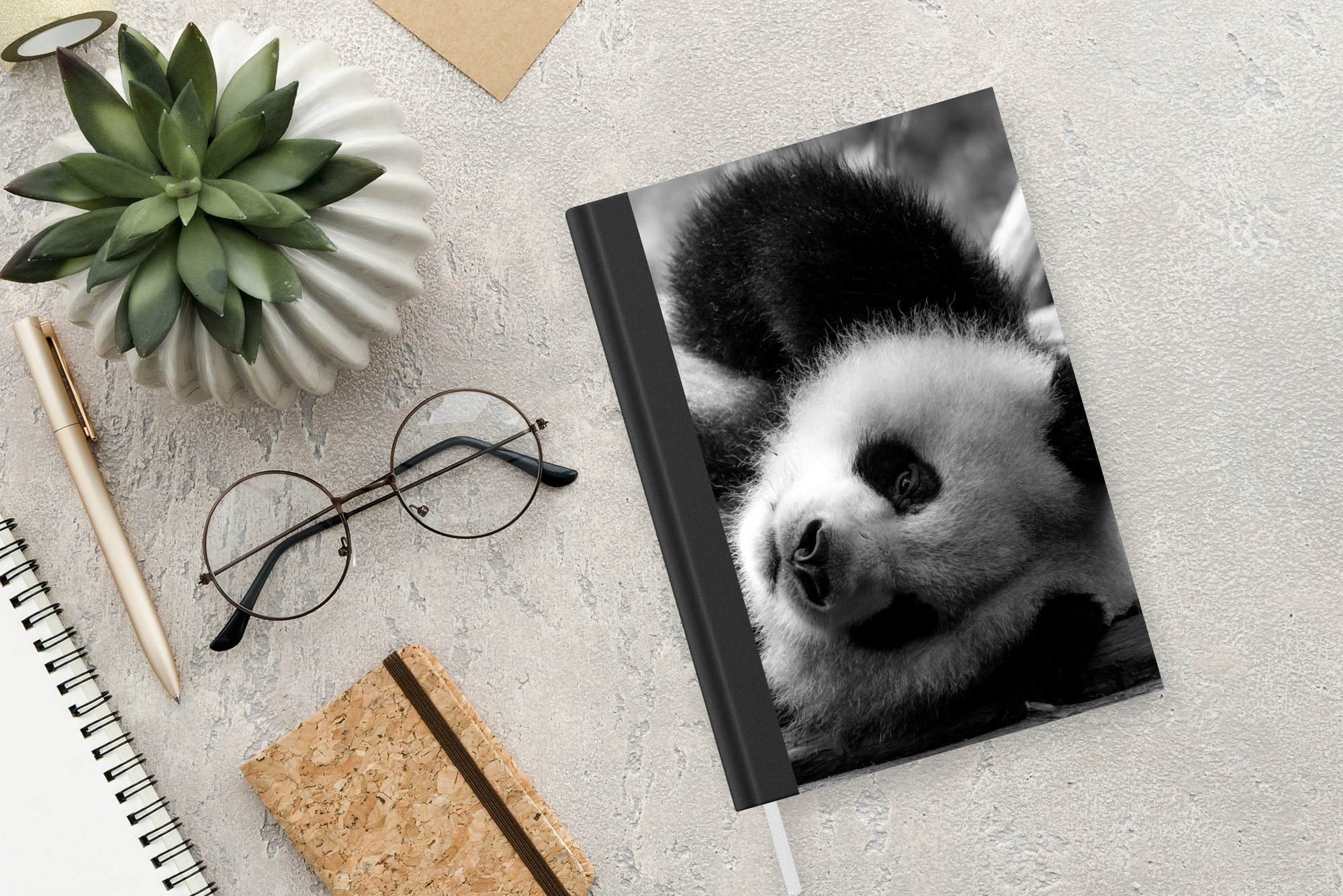 weiß, A5, Haushaltsbuch Seiten, Tagebuch, Tierprofil und schwarz Notizbuch rollenden Notizheft, 98 Panda in Merkzettel, Journal, MuchoWow