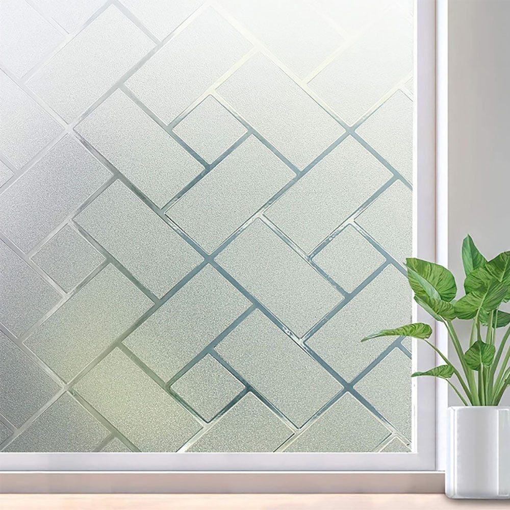 HomeBella Fensterfolie mit geometrischem Muster Sichtschutzfolie in Milchglas Optik, – Dekorfolie ohne Kleber für Fenster