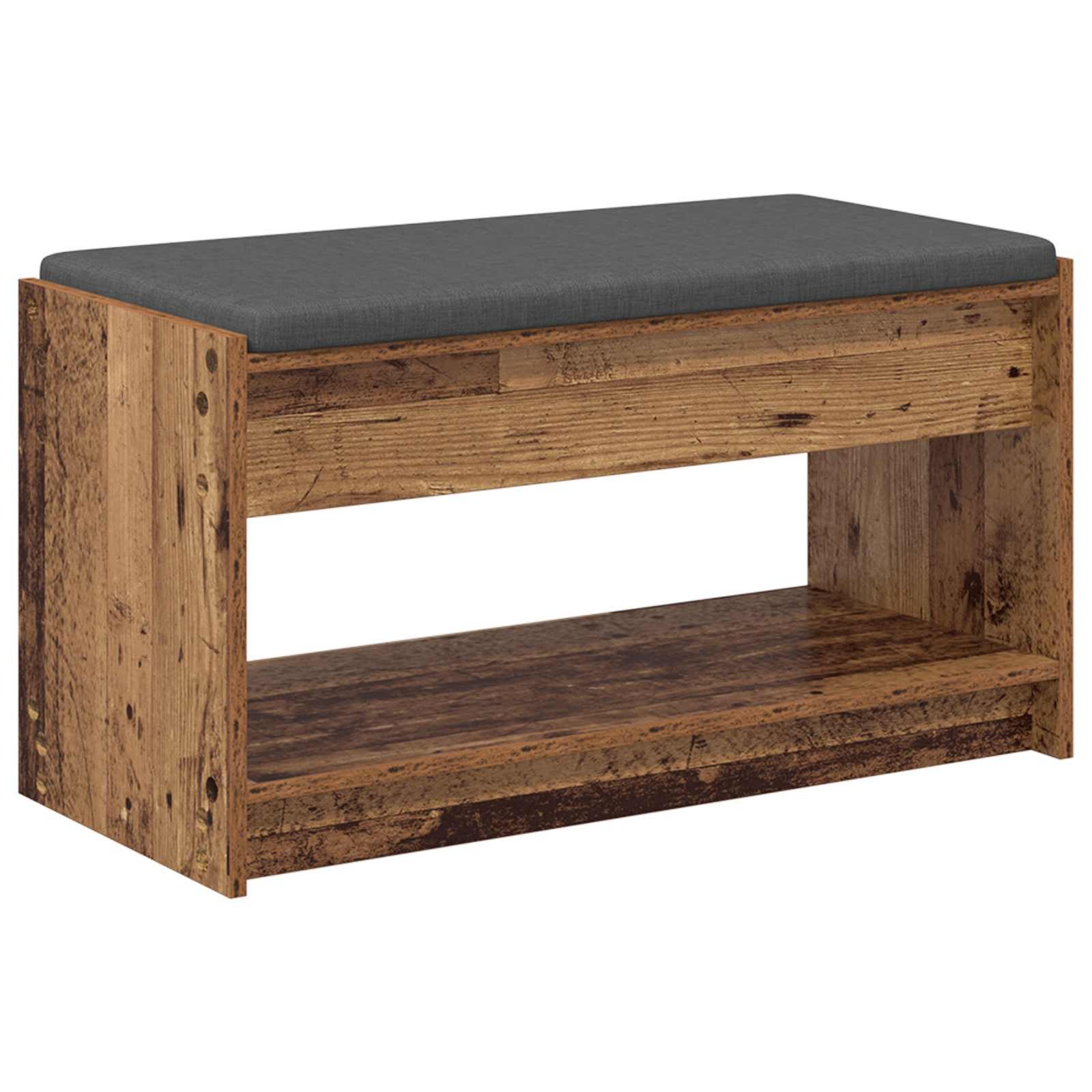 vidaXL Sitzbank Flurbank mit Kissen mit Regal Altholz 83 x 38 x 45 cm (1-St)
