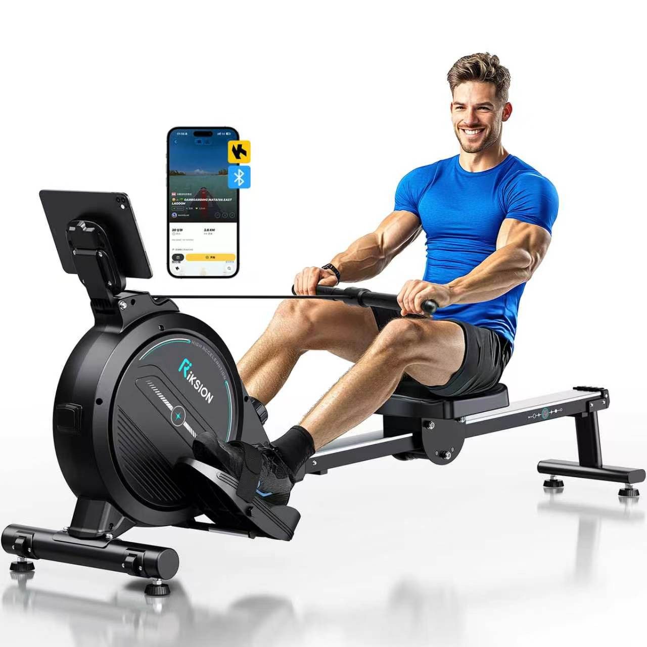 Rudergerät Magnetisches für Zuhause,16 Widerstandsstufen,APP & LCD-Display