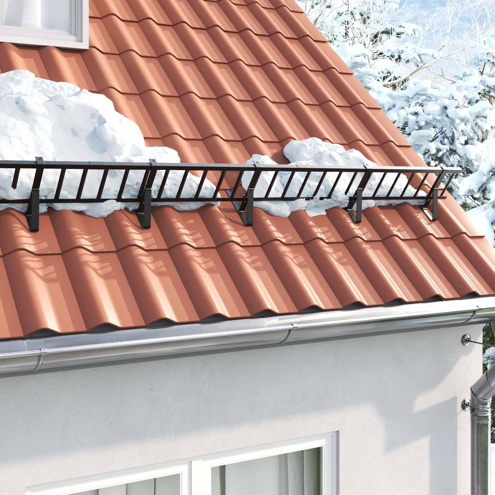 vidaXL Draht Schneefanggitter Schwarz 100 x 2,5 x 20 cm Stahl, (1St)