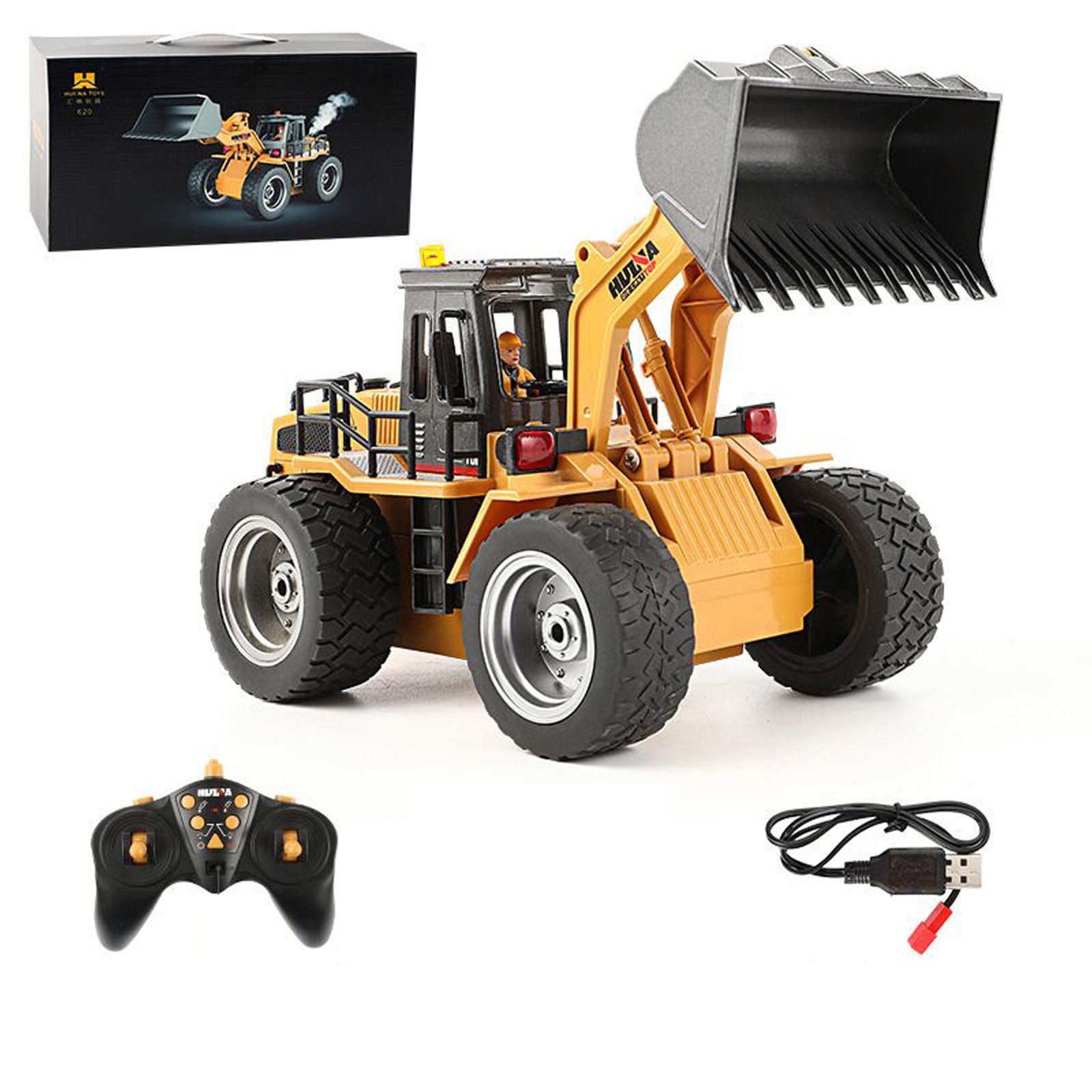 Esun RC-Auto Radlader Ferngesteuert Bagger,2,4GHz RC Bagger Baustellen-Fahrzeug, Sandkasten Spielzeug, Kinder Spielzeug ab 8 9 10 11 12 Jahre Jungen