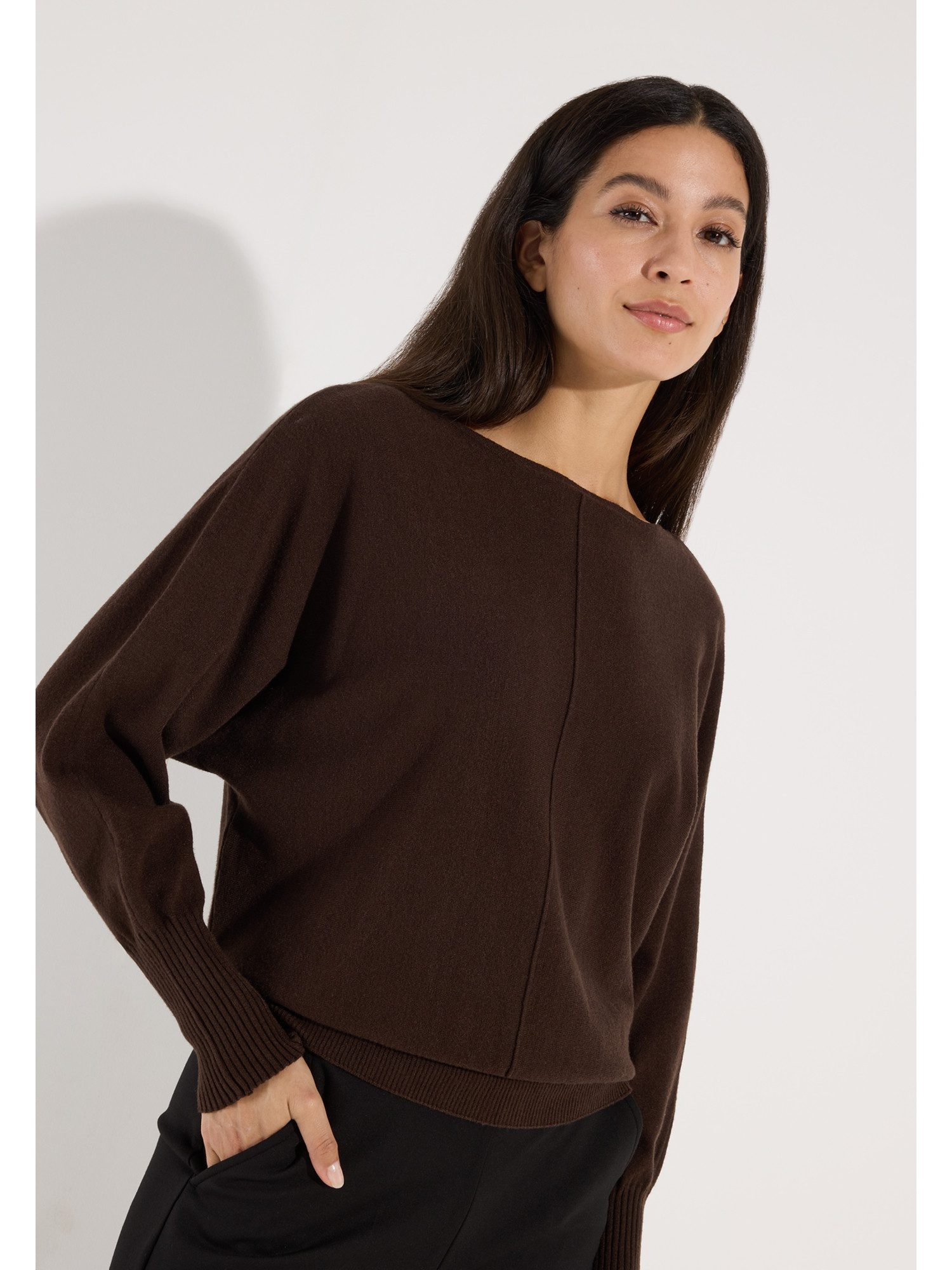 MORE&MORE Rundhalspullover weiter Oversize-Pullover, Fledermausärmel