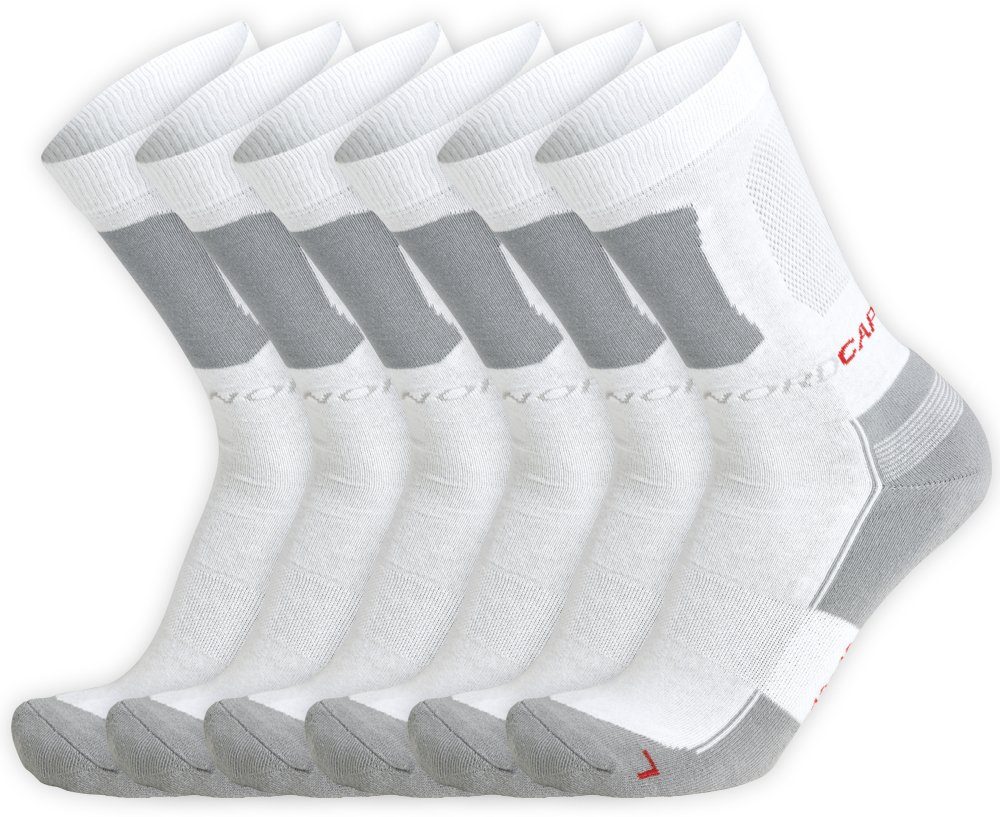 Nordcap Sportsocken (Set, 6-Paar) mit zahlreichen funktionellen Zonen weiß